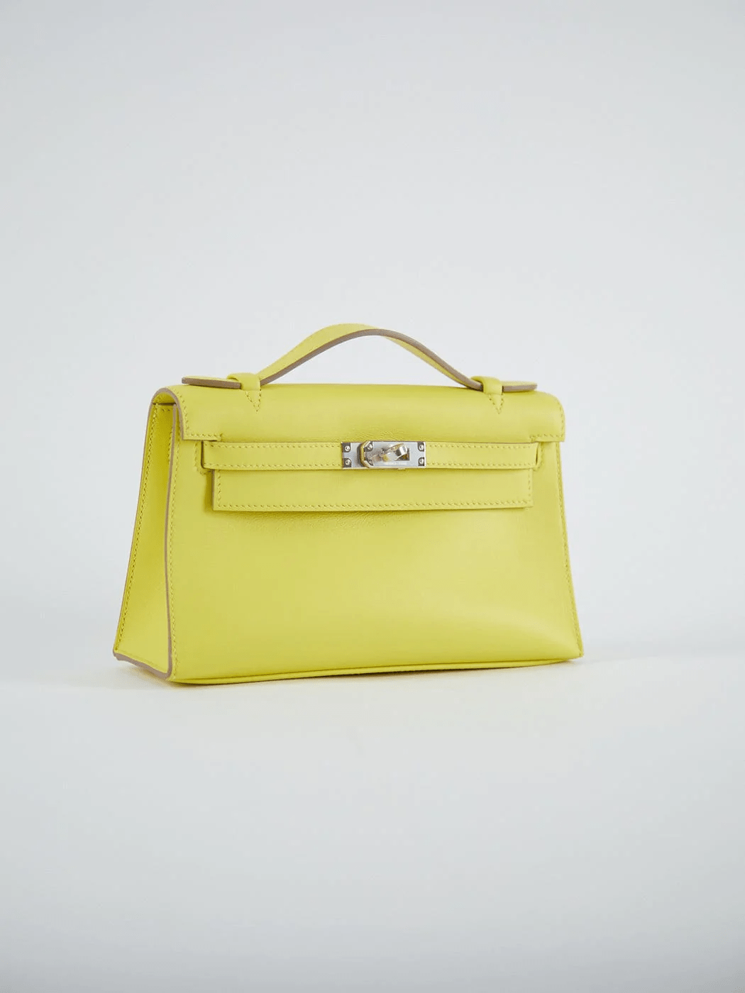 Hermes HERMÈS KELLY POCHETTE LIME Swift Leather with Palladium Hardware