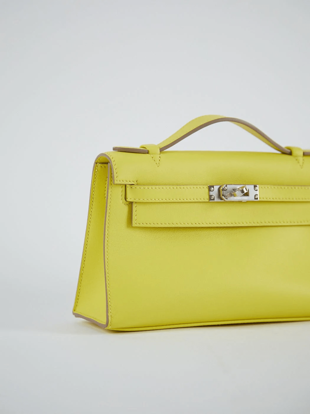 Hermes HERMÈS KELLY POCHETTE LIME Swift Leather with Palladium Hardware