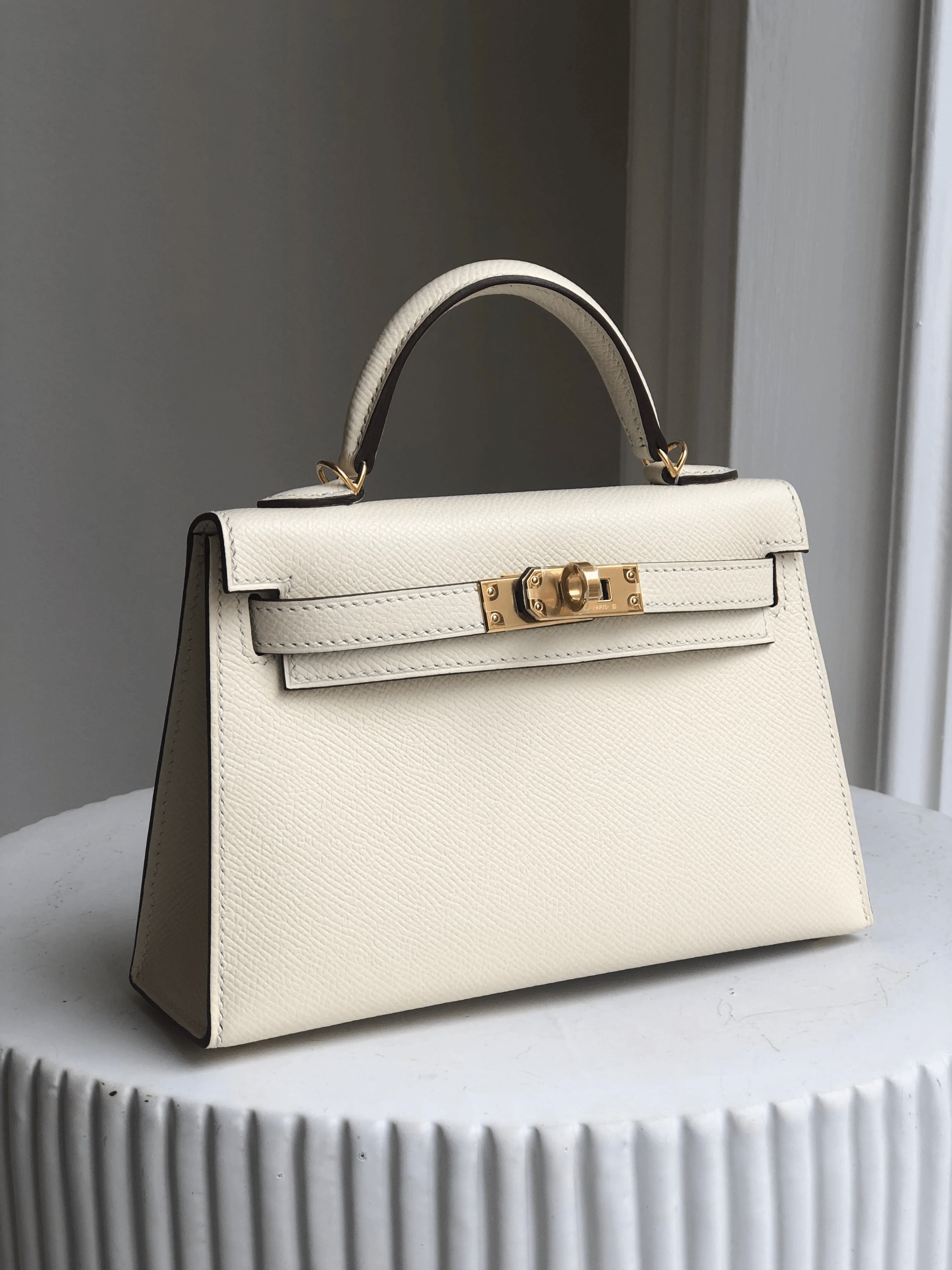 Hermes HERMÈS MINI KELLY II 20CM NATA Epsom Leather with Gold Hardware