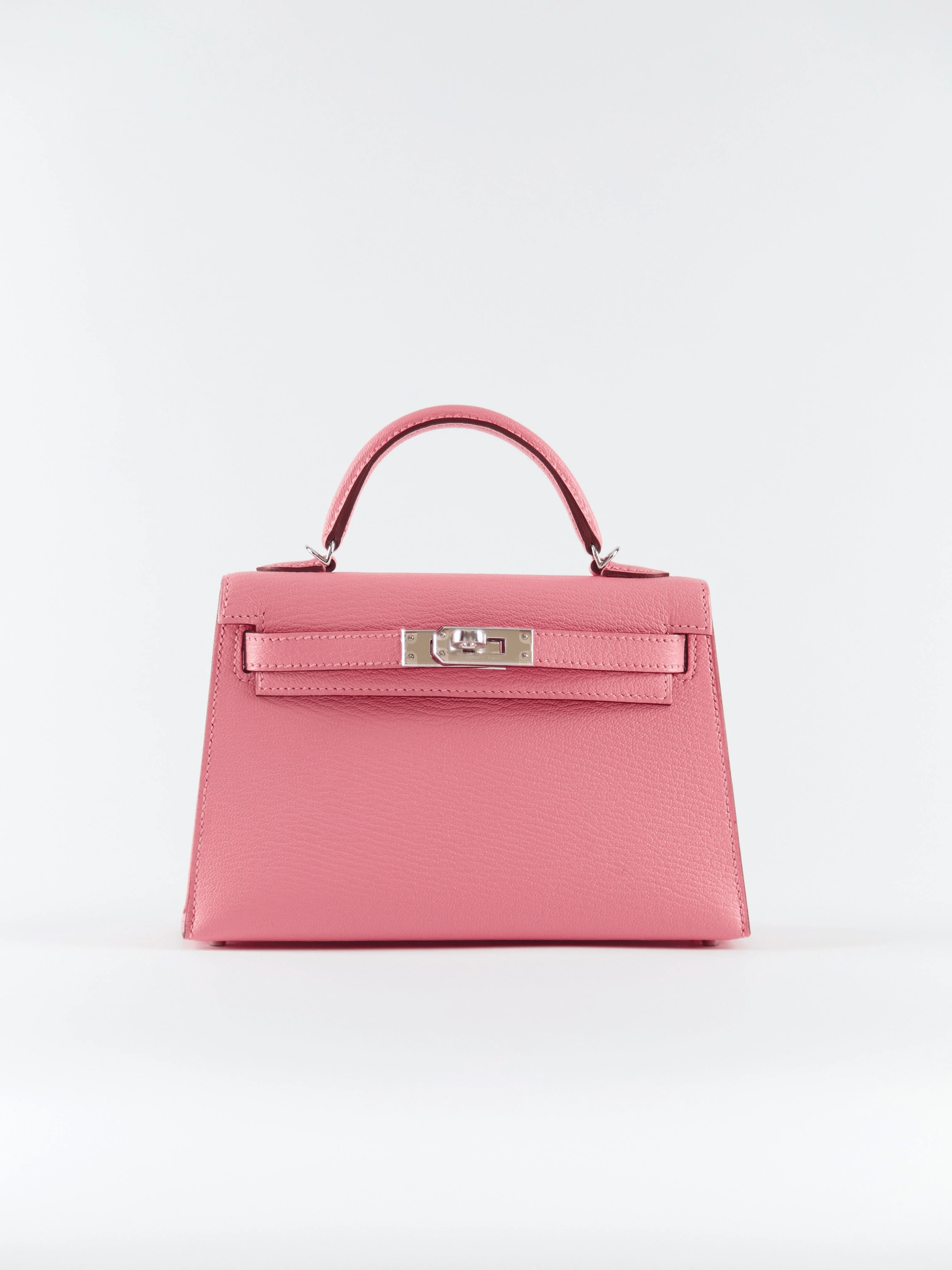 Hermes HERMÈS MINI KELLY II 20CM "VERSO" ROSE CONFETTI WITH SANGUINE INTERIOR Chèvre Leather with Palladium Hardware