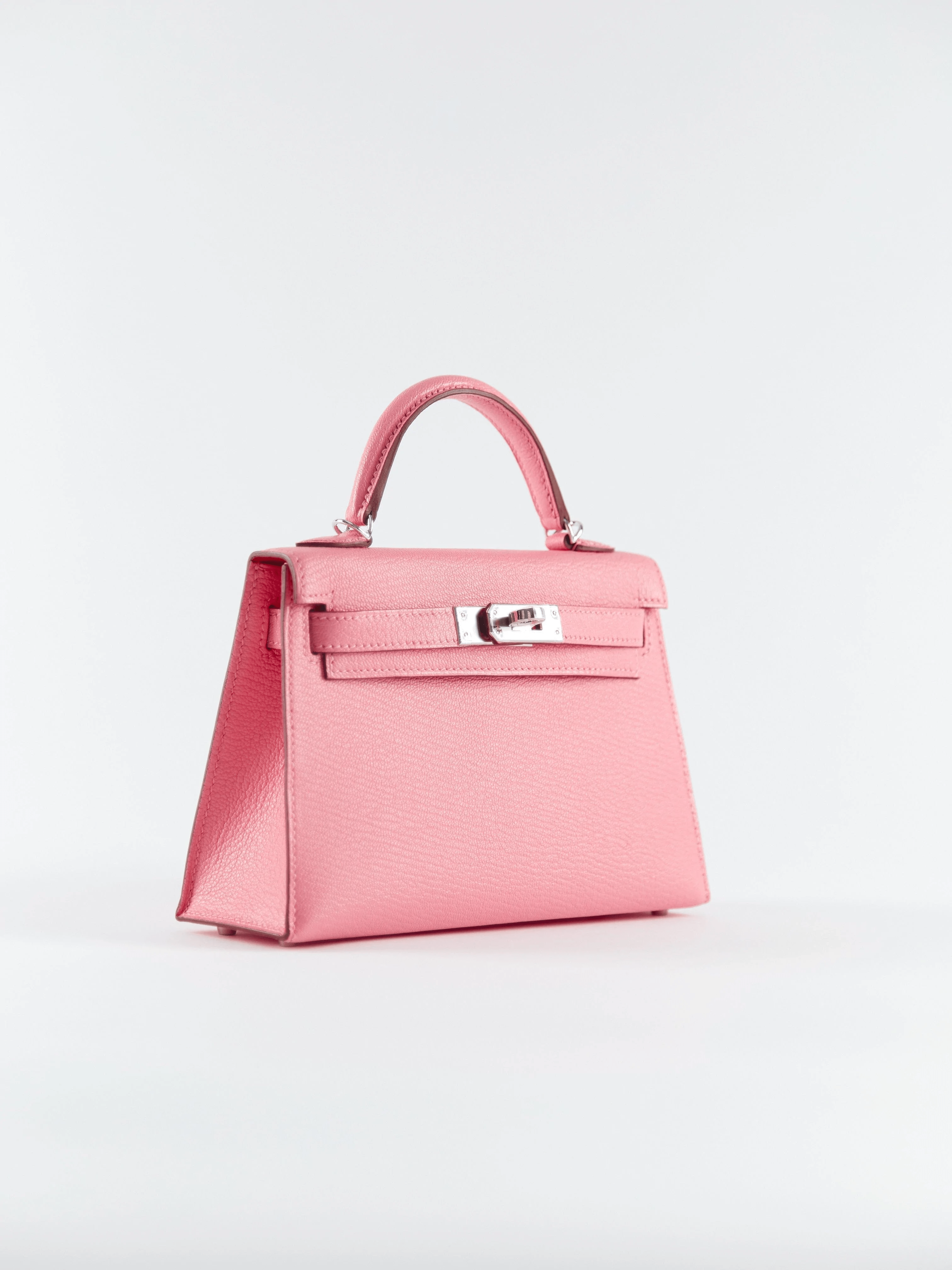 Hermes HERMÈS MINI KELLY II 20CM "VERSO" ROSE CONFETTI WITH SANGUINE INTERIOR Chèvre Leather with Palladium Hardware