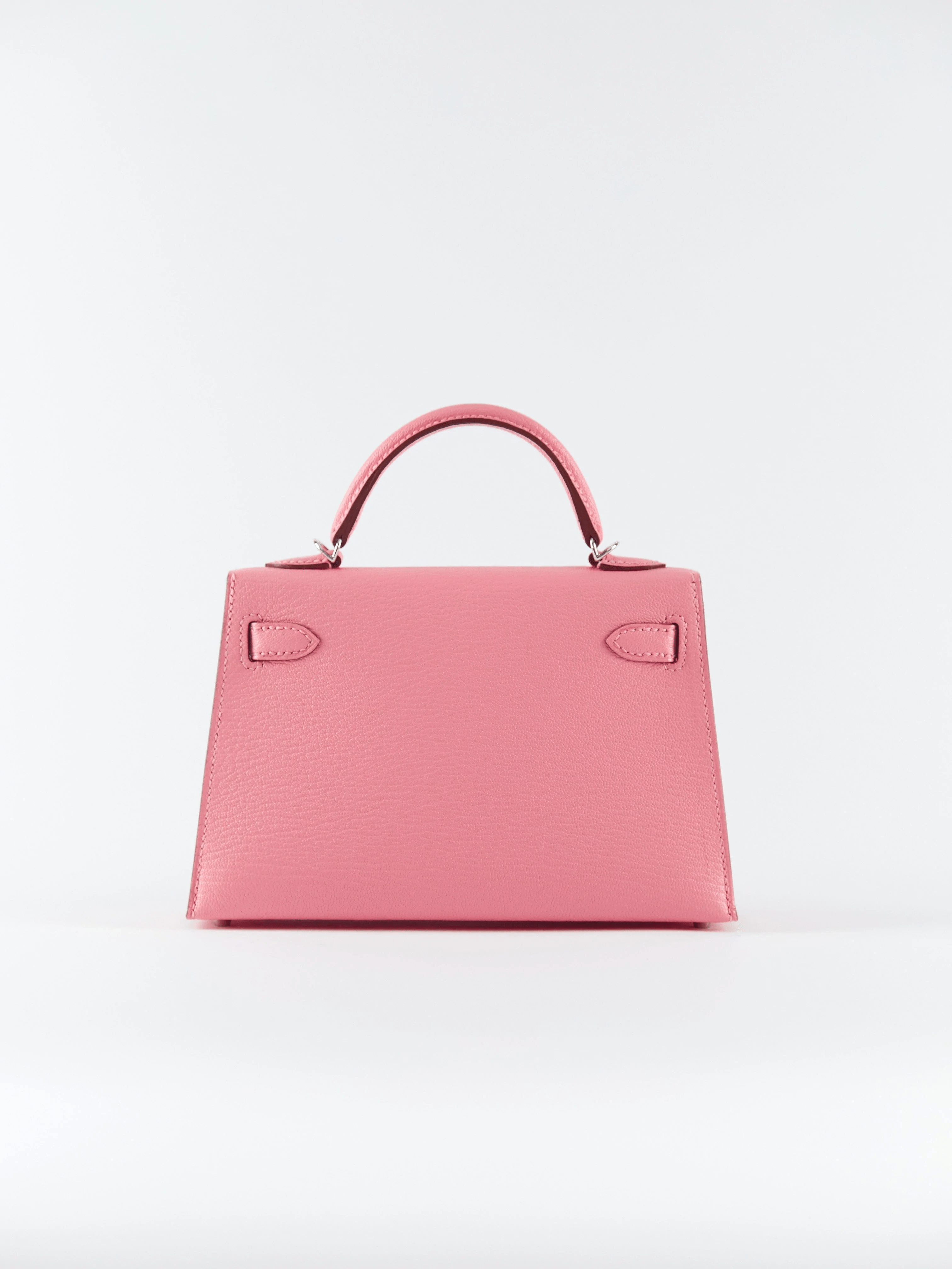 Hermes HERMÈS MINI KELLY II 20CM "VERSO" ROSE CONFETTI WITH SANGUINE INTERIOR Chèvre Leather with Palladium Hardware