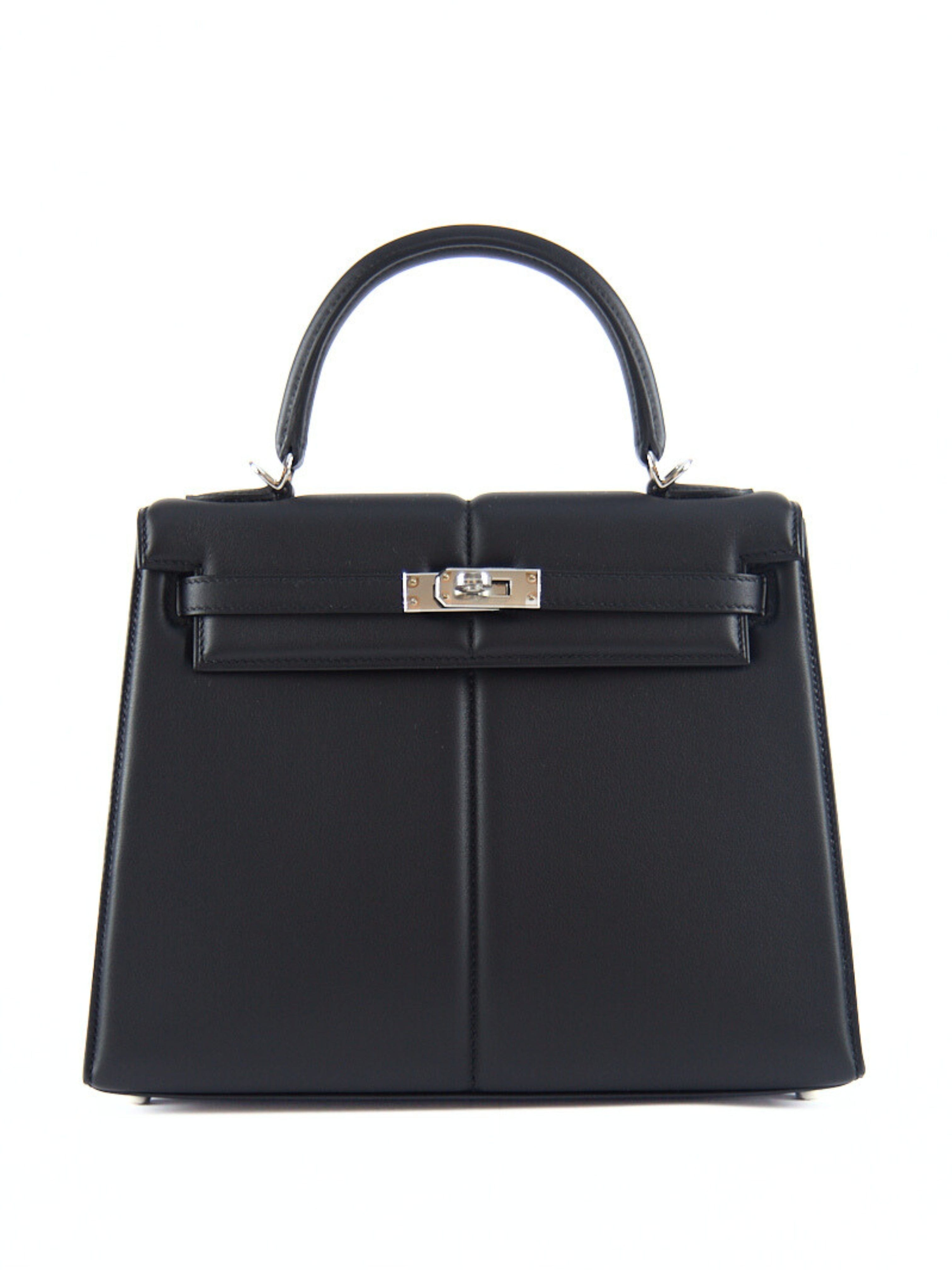 Hermès HERMÈS PADDED KELLY 25CM SELLIER BLACK Swift Leather with Palladium Hardware