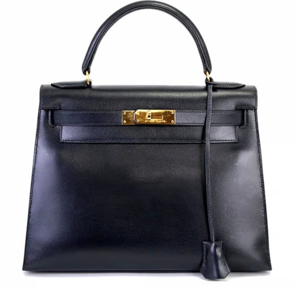 Hermès Hermès Vintage Kelly 28 Sellier Blue Indigo Boxcalf GHW #V (Missing Strap)