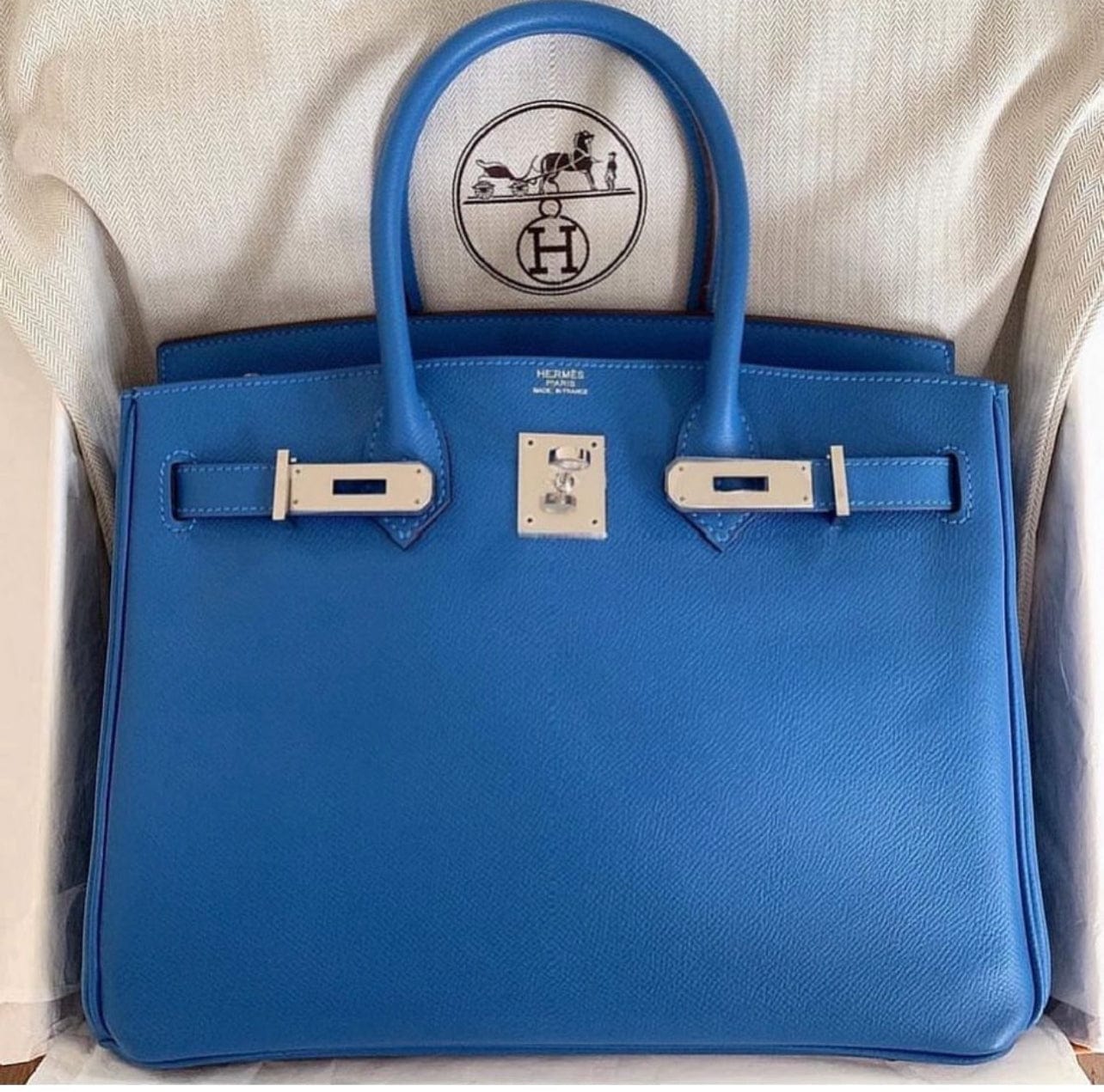 Hermès B30 Mykonos Epsom PHW #O ASL8327