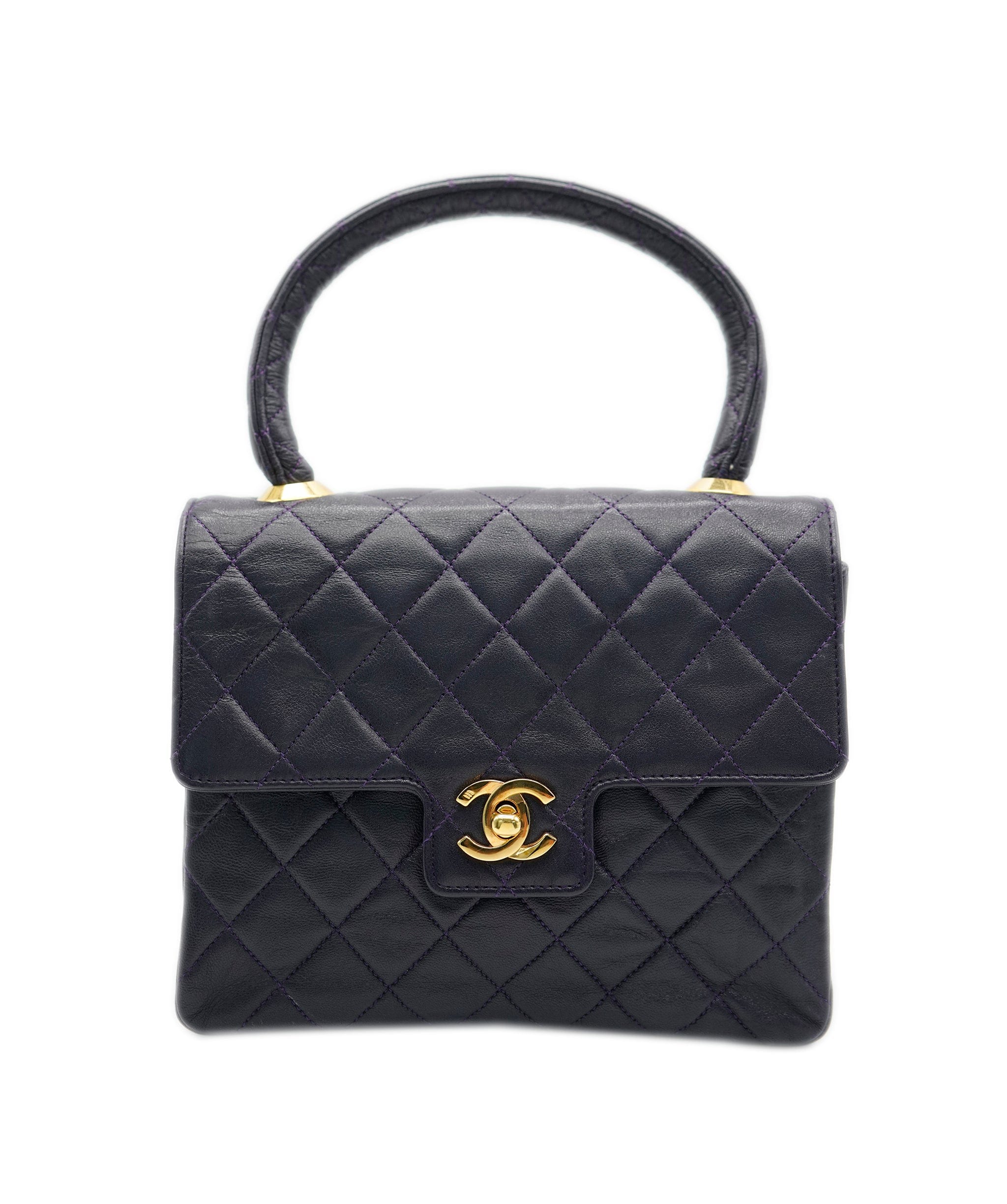 Hermès Chanel Kelly bag purple lambskin ghw vintage AVC1114