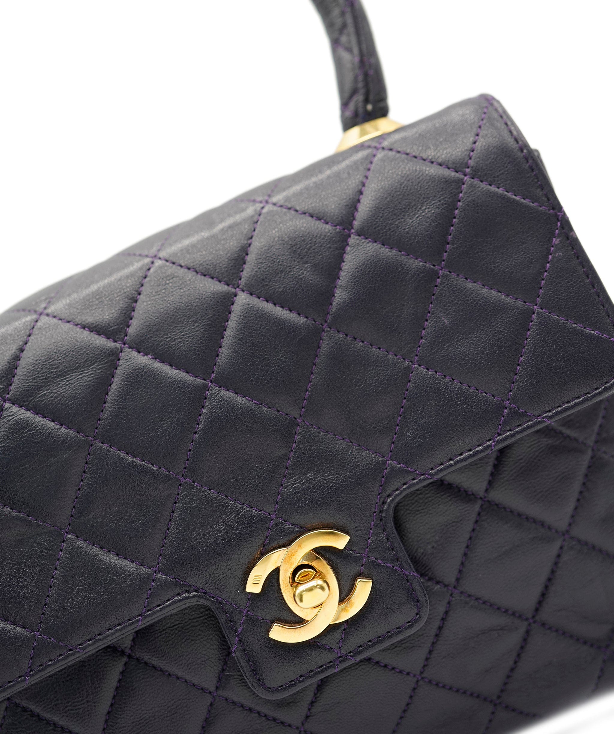 Hermès Chanel Kelly bag purple lambskin ghw vintage AVC1114