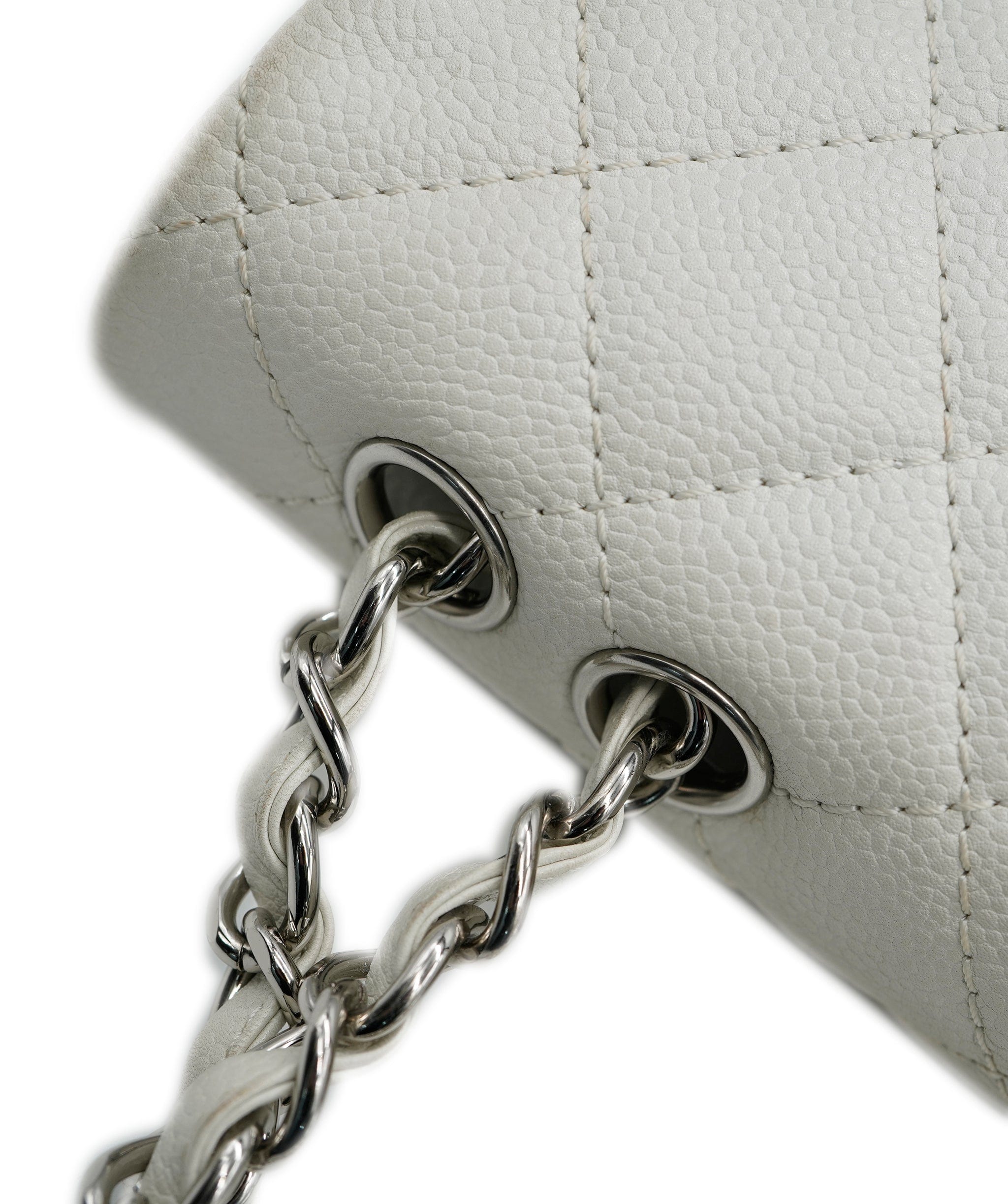 Hermès Chanel Timeless Jumbo caviar white shw AVC1109