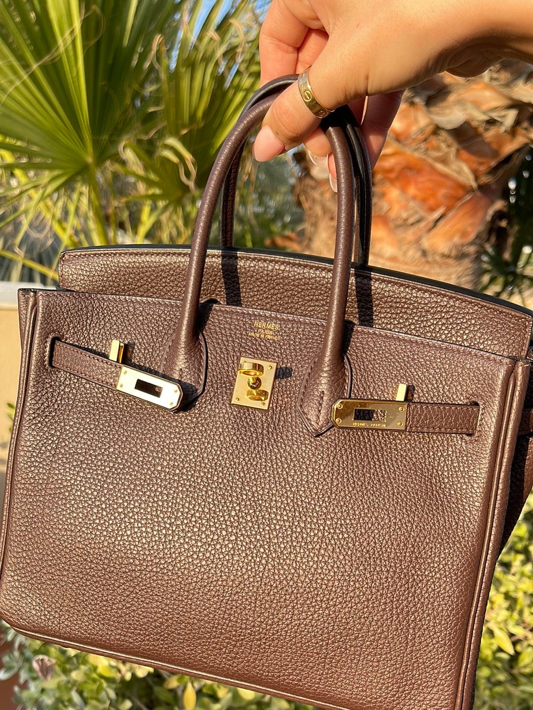 Hermès Hermes Birkin 25 Chocolate Togo GHW #O SKL1715