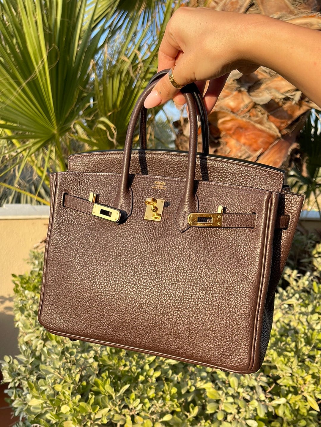 Hermès Hermes Birkin 25 Chocolate Togo GHW #O SKL1715