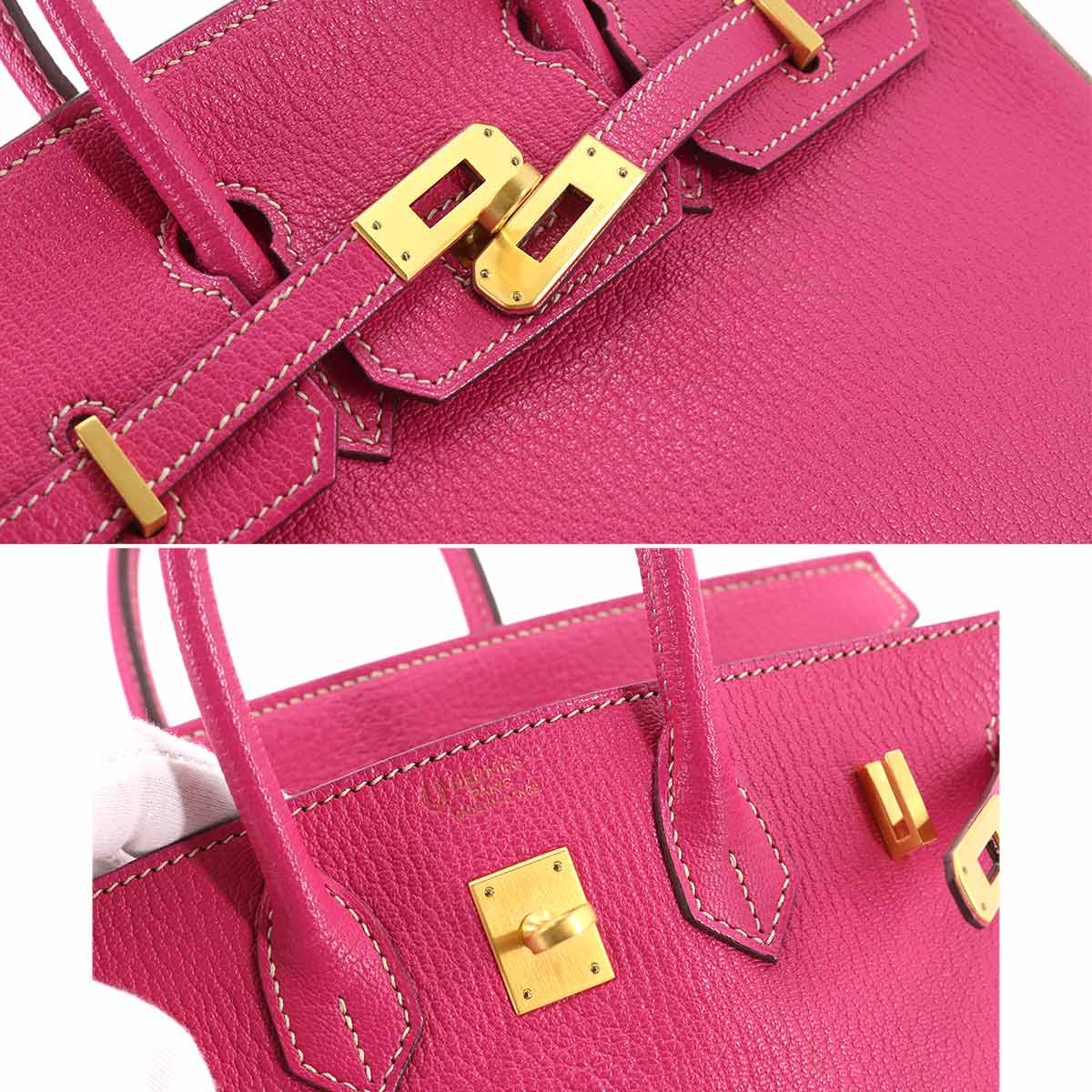 Hermès Hermes Birkin 25 HSS Rose Shocking / Gris Tourterelle Chevre #O ASL8696