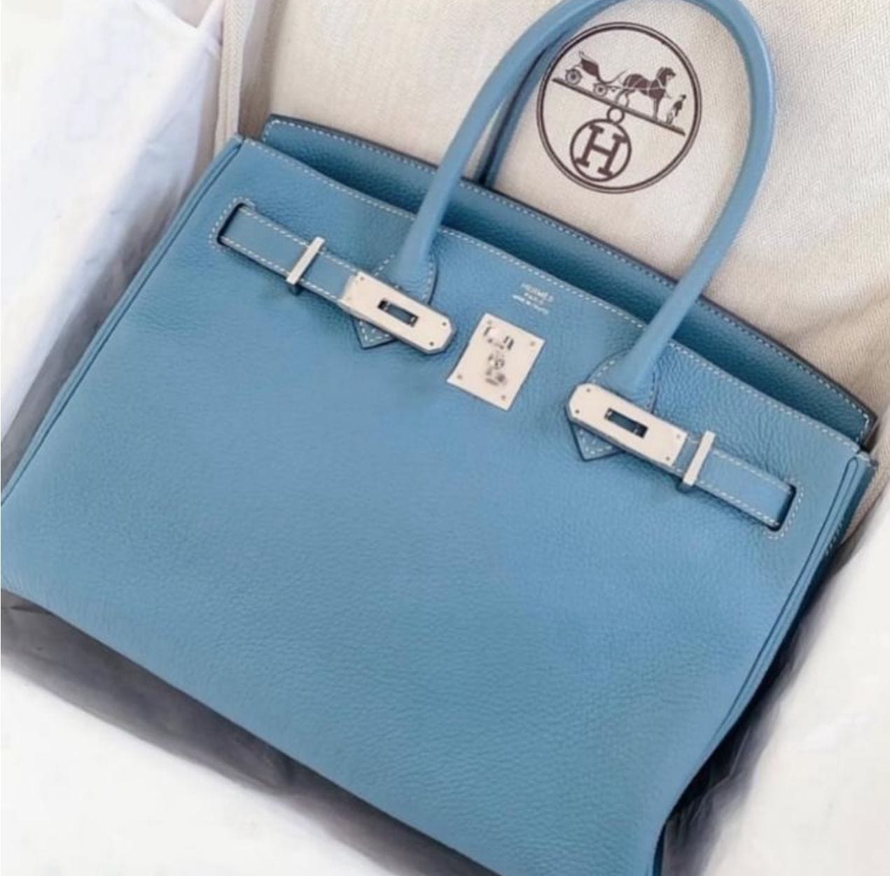 Hermès Hermes Birkin 30 blue jean togo phw E stamp full set with copy receipt no Box  ASC5247