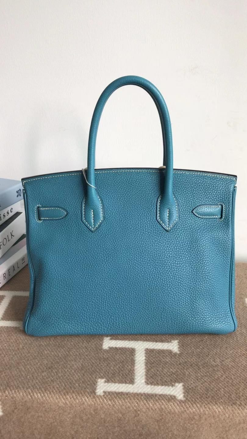 Hermès Hermes Birkin 30 blue jean togo phw E stamp full set with copy receipt no Box  ASC5247