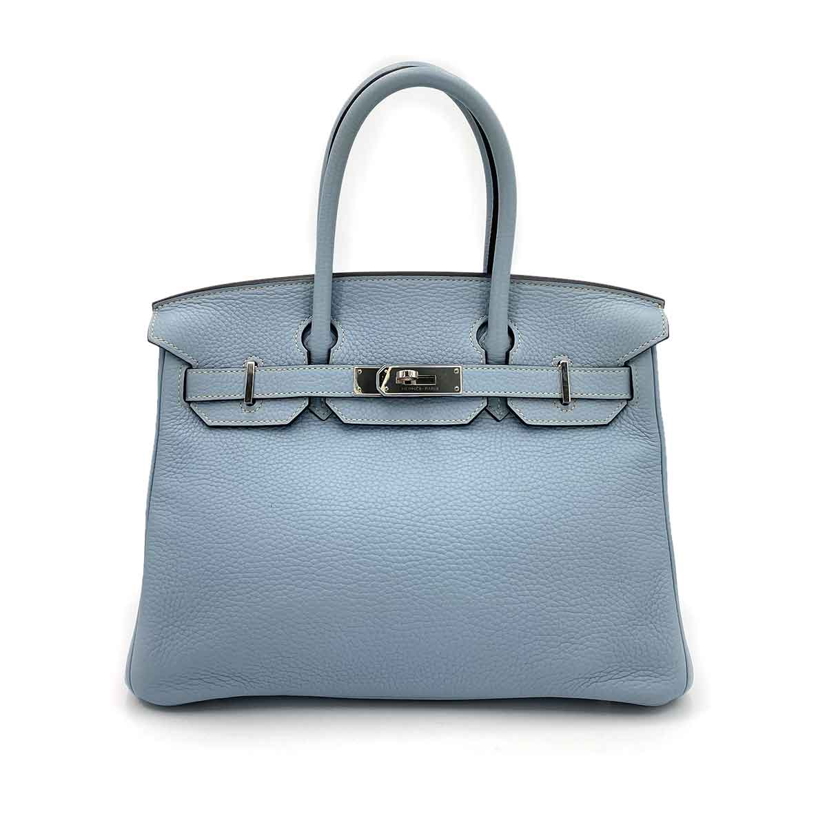 Hermès HERMES BIRKIN 30 BLUE LIN CLEMENCE PHW #P DXBS0081