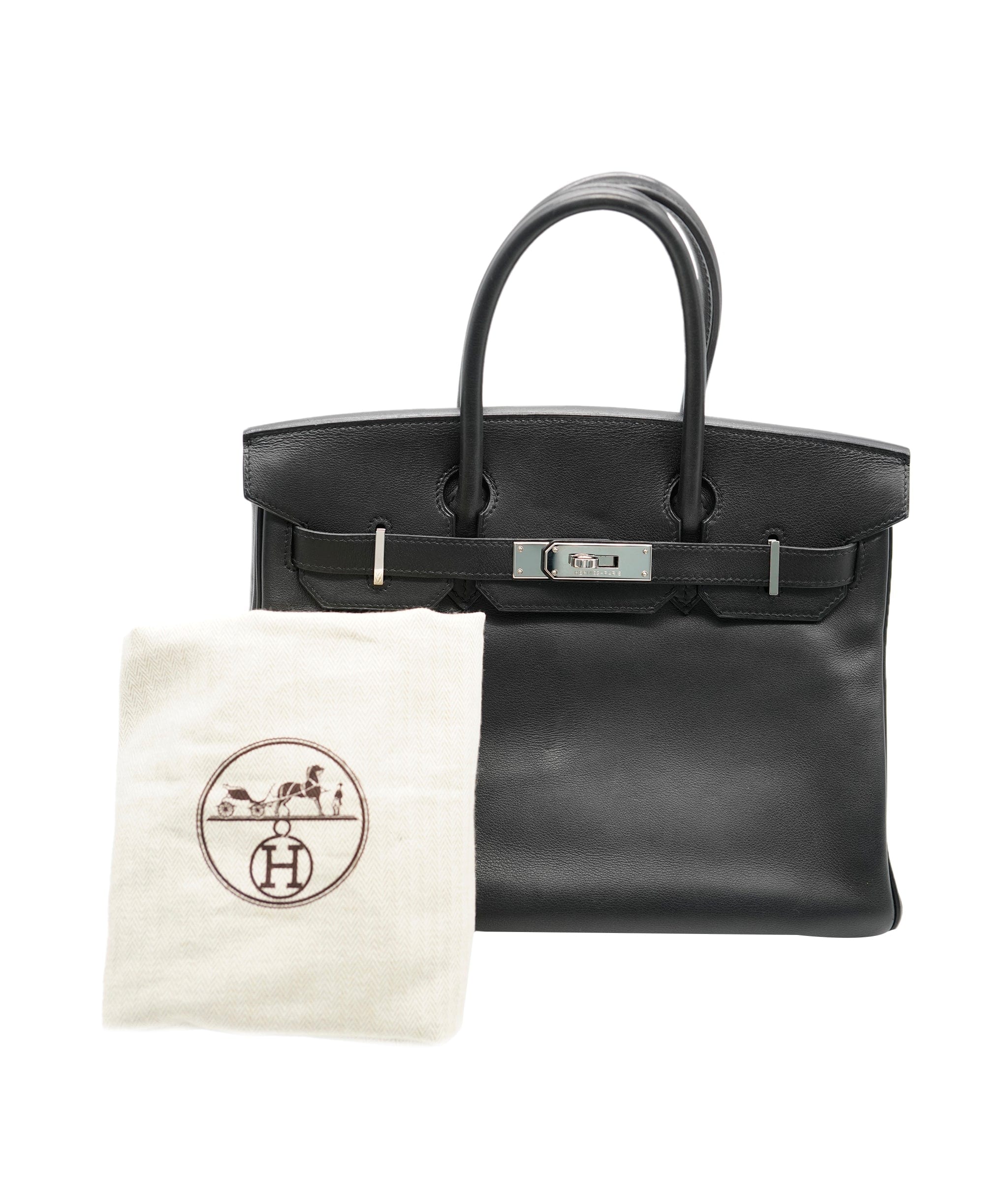 Hermès Hermes Birkin 30 Hand Bag Swift Black □M Carved 90181285 ASL7399