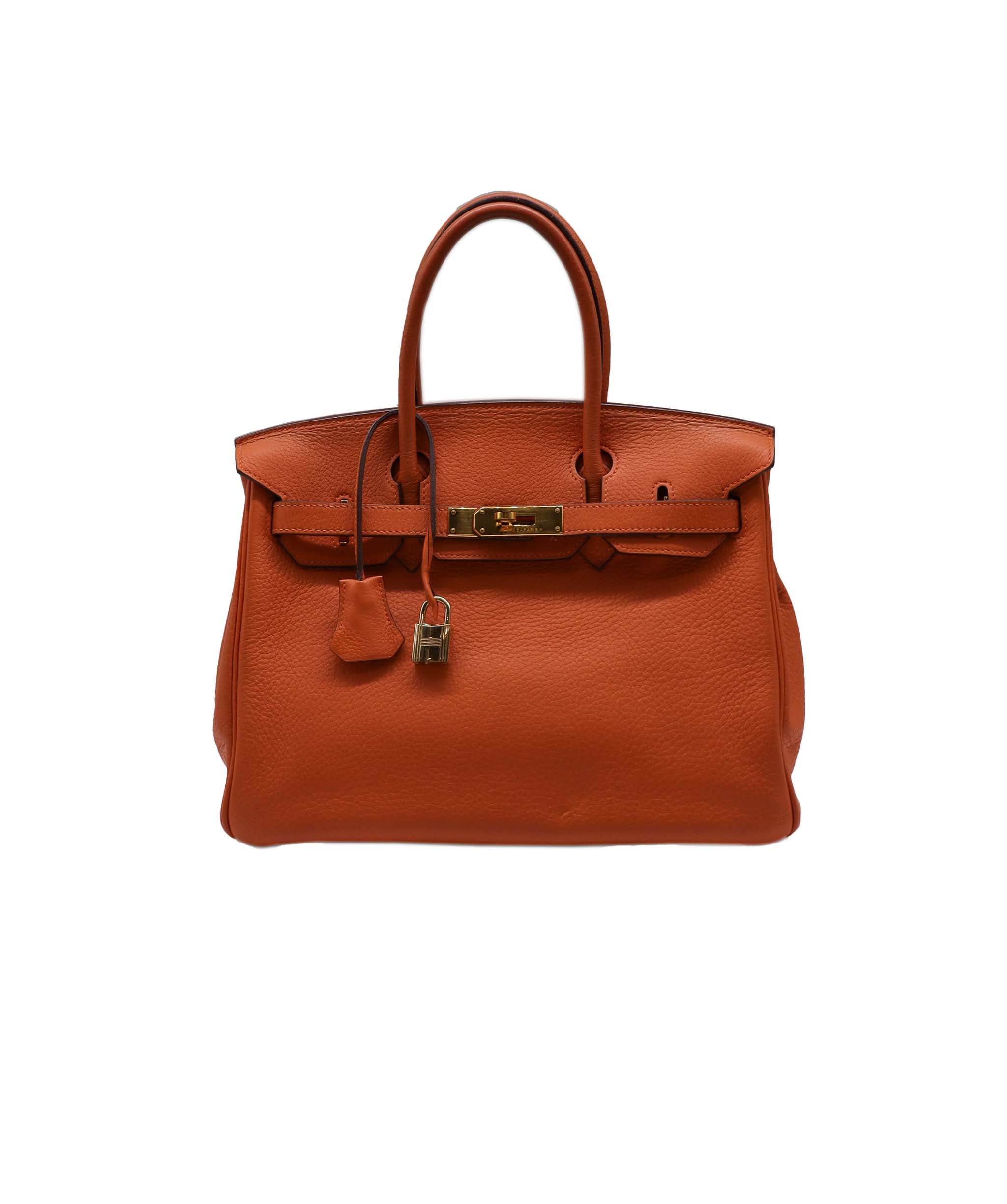 Hermès Hermes Birkin 30 Orange Clemence with Dustbag, Clochette, Padlock & keys GHW RJC4407