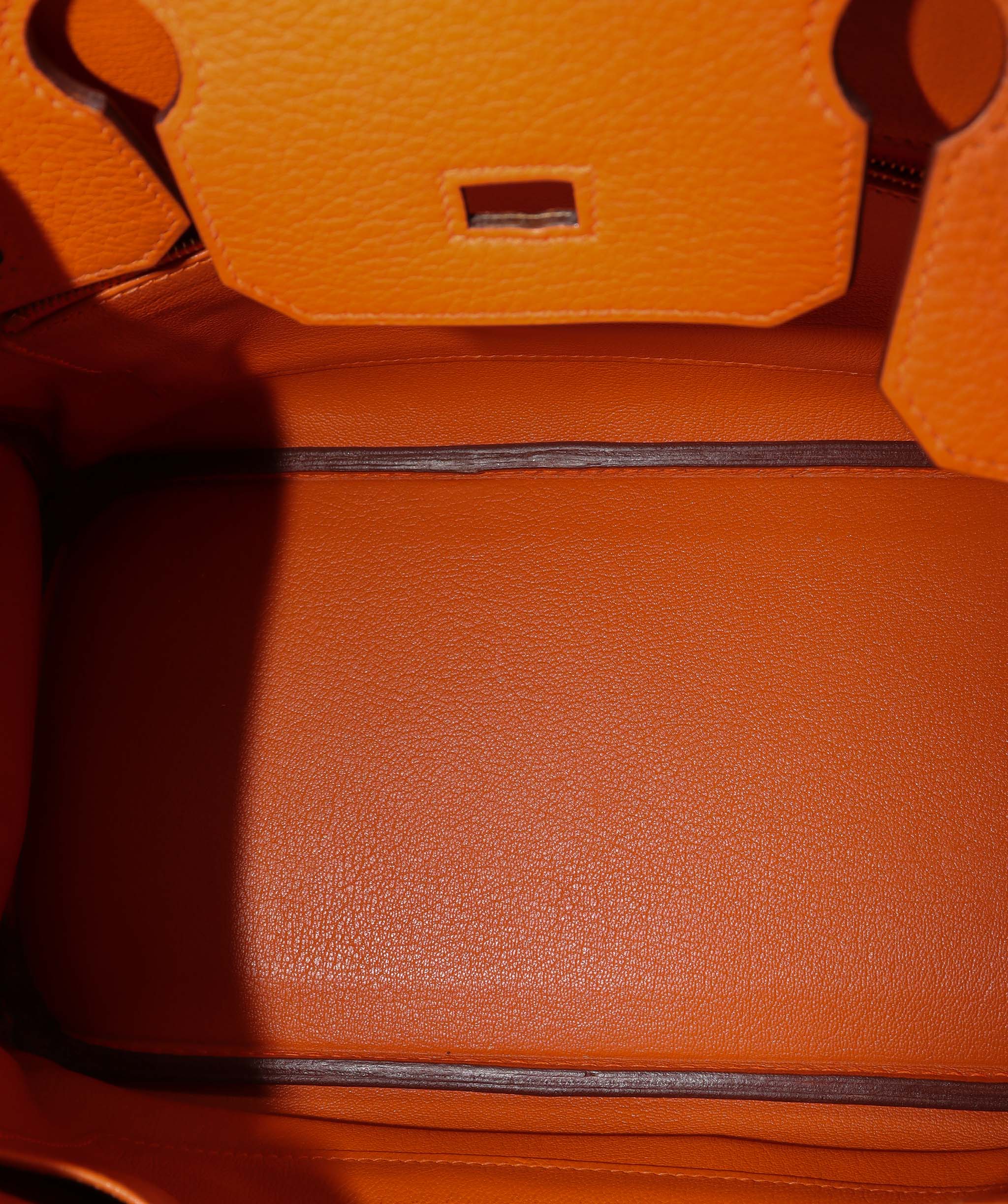 Hermès Hermes Birkin 30 Orange Clemence with Dustbag, Clochette, Padlock & keys GHW RJC4407