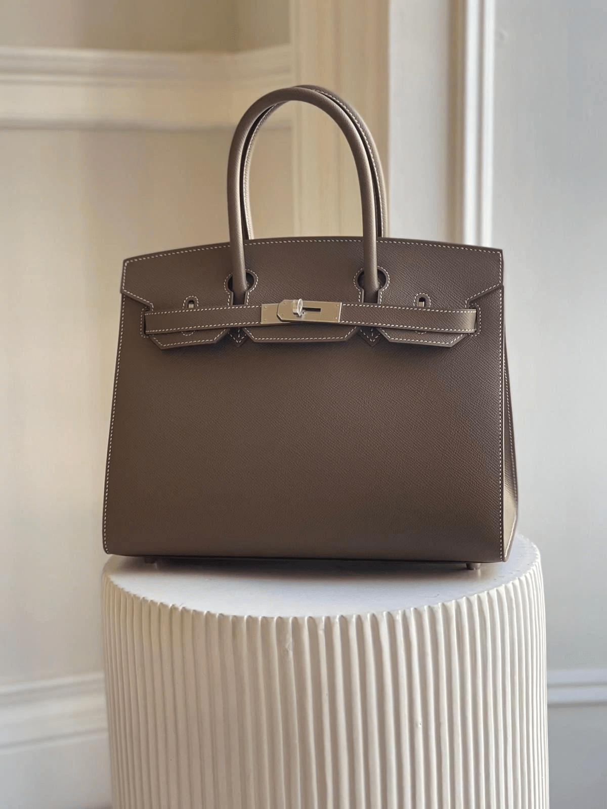 Hermès HERMÈS BIRKIN 30CM ETOUPE Epsom Leather with Palladium Hardware