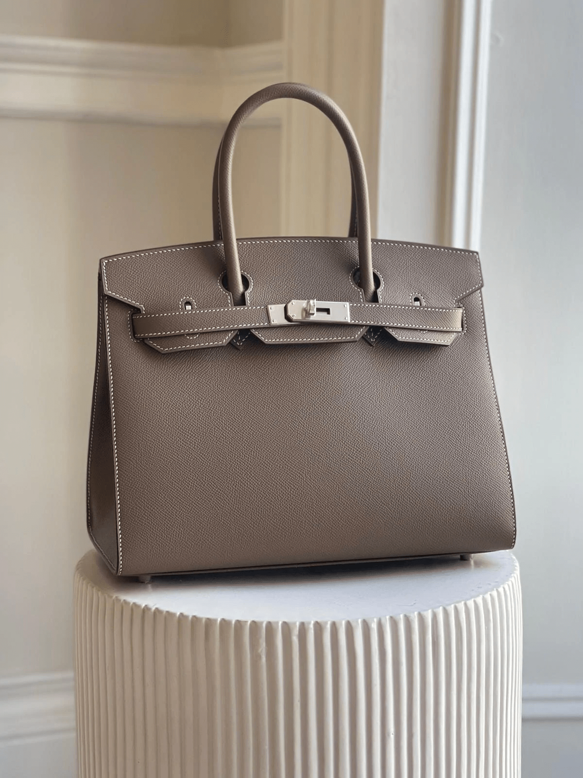 Hermès HERMÈS BIRKIN 30CM ETOUPE Epsom Leather with Palladium Hardware