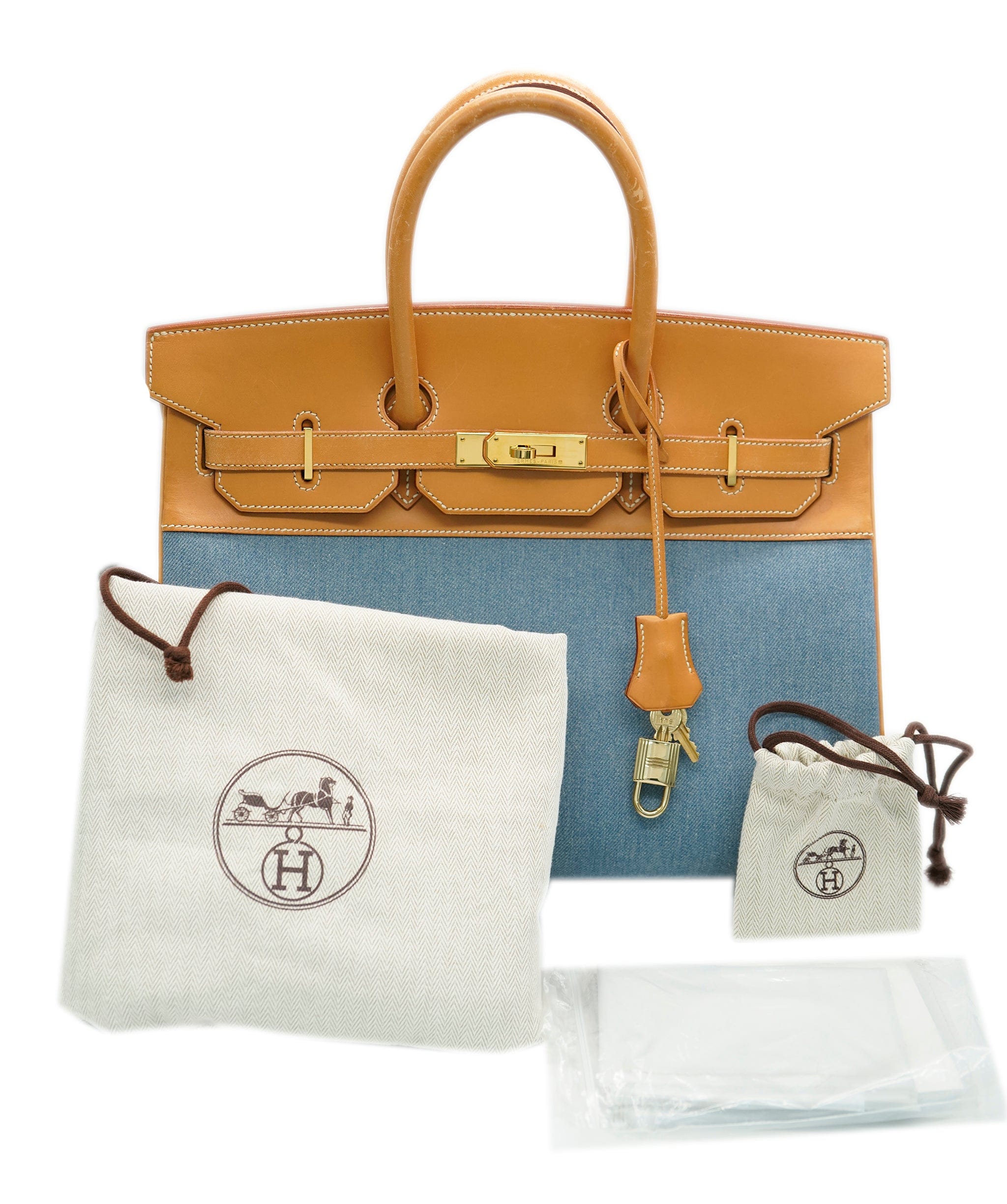 Hermès Hermes Birkin 35 denim & natural barenia leather  - AJC0689