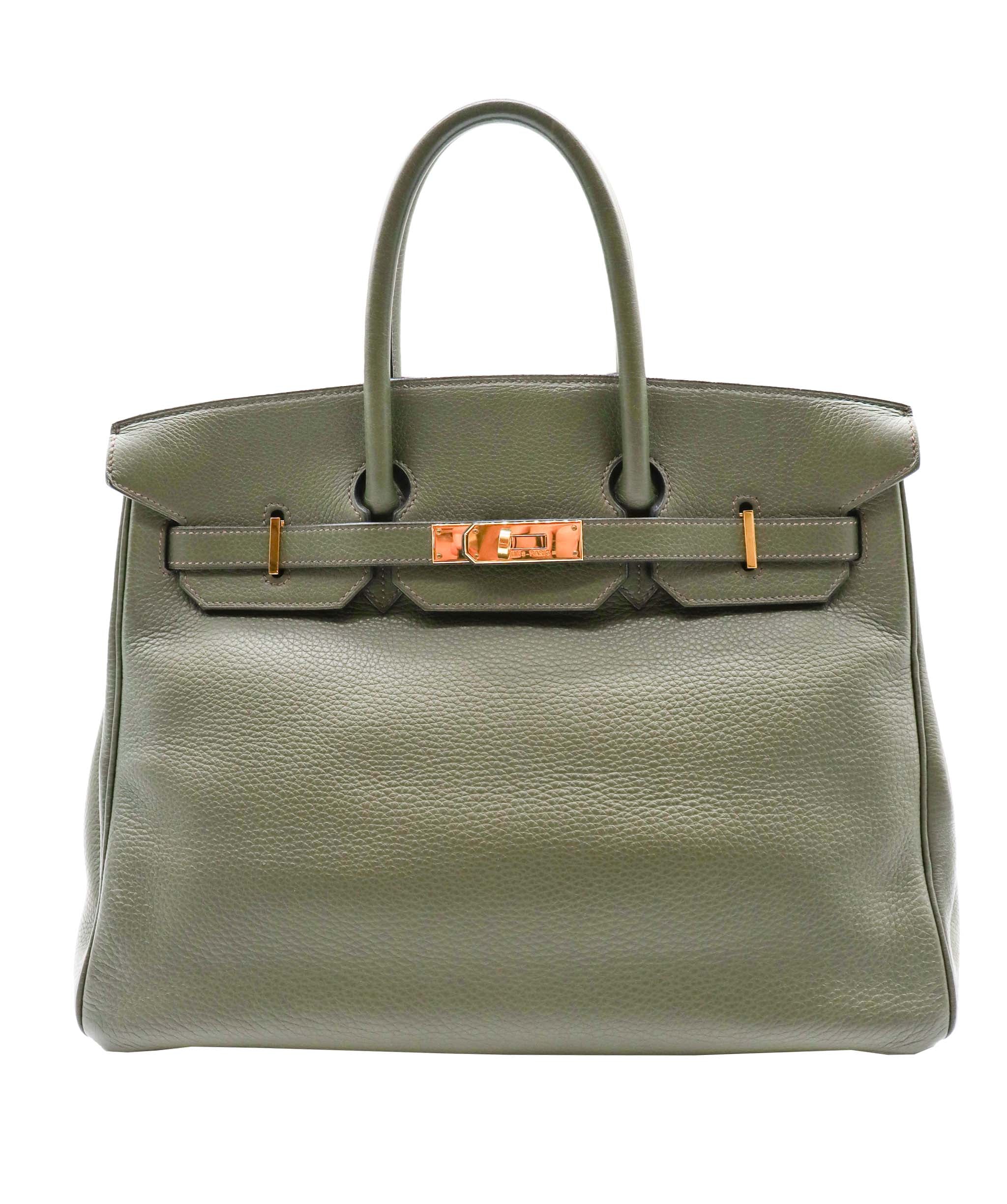 Hermès HERMES BIRKIN 35 VERT CLEMENCE HAND BAG □E DXBS0597