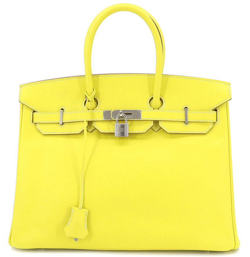 Hermès Hermes candy Birkin 35 Epsom lime grease pearl ?O stamp ASL8704