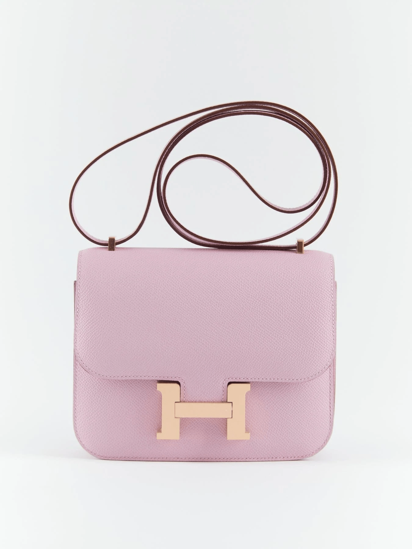 Hermès HERMÈS CONSTANCE 18CM MAUVE SYLVESTER Epsom Leather with Rose Gold Hardware