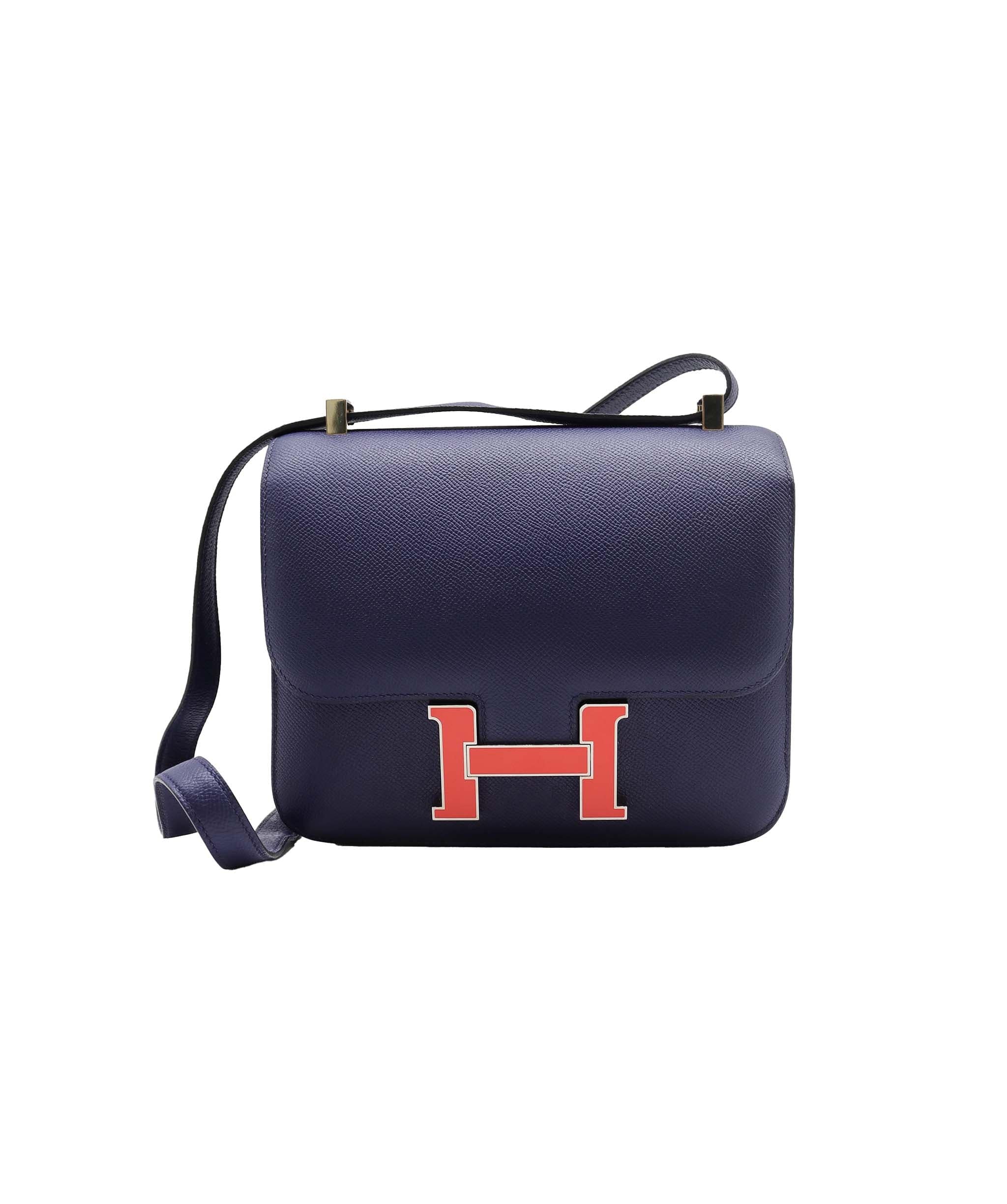 Hermès Hermes Constance 24 Blue Sapphire Epsom Rouge Enamel HW #X SKC1901