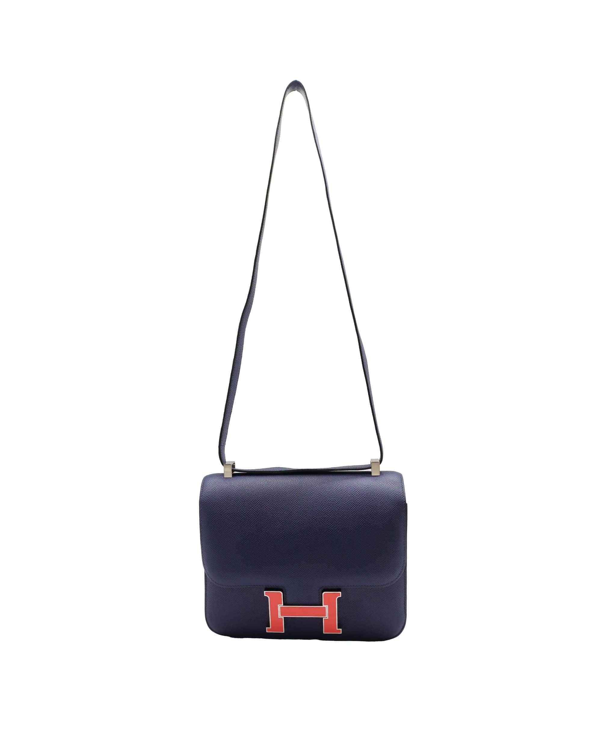 Hermès Hermes Constance 24 Blue Sapphire Epsom Rouge Enamel HW #X SKC1901