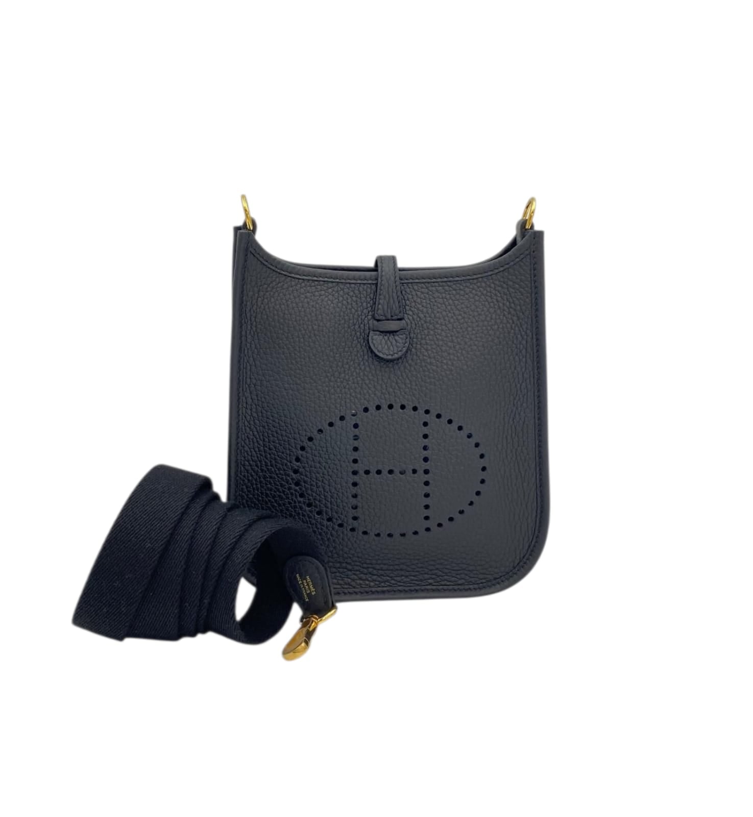 Hermès Hermès Evelyne Mini Black in Amazon Taurillon Clemence/Sangle Wool Gold hardware SYC283KP