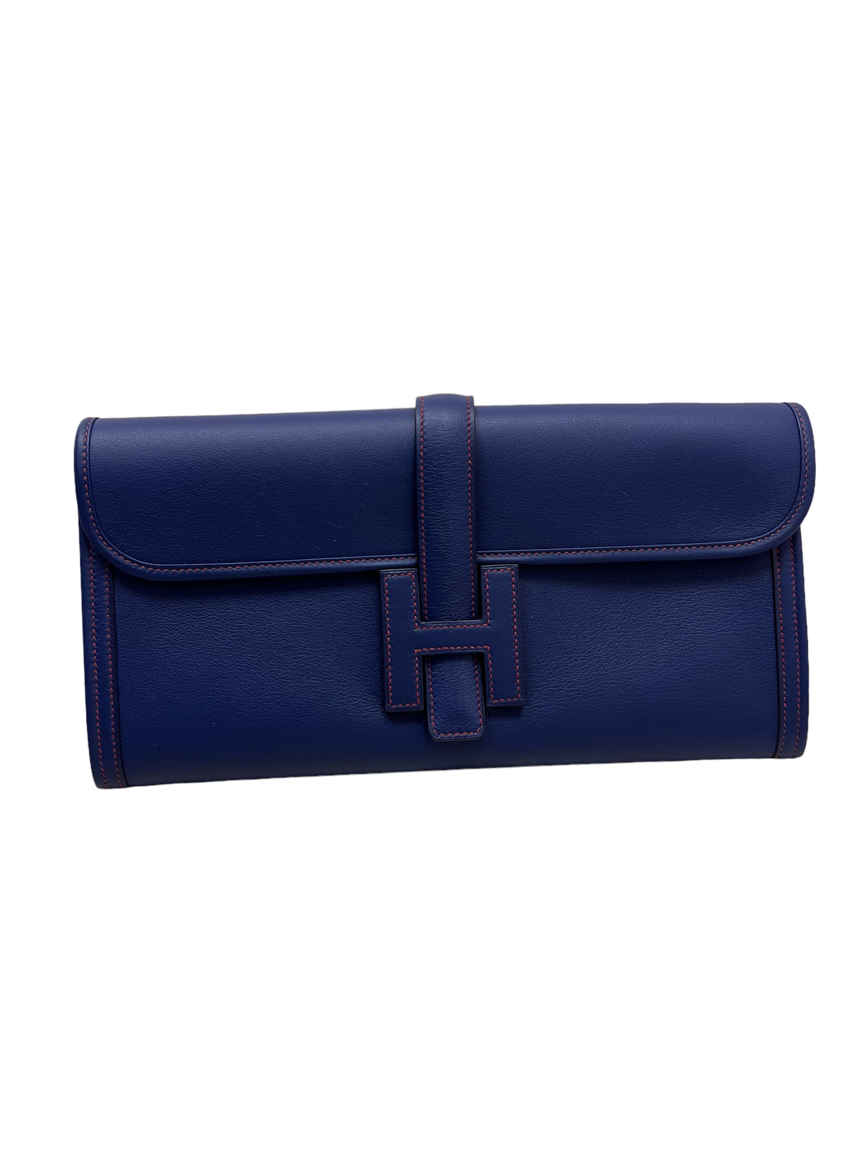 Hermès Hermès Jige Elan HSS Blue Sapphire / Rouge Grenat Swift #A SKC1395