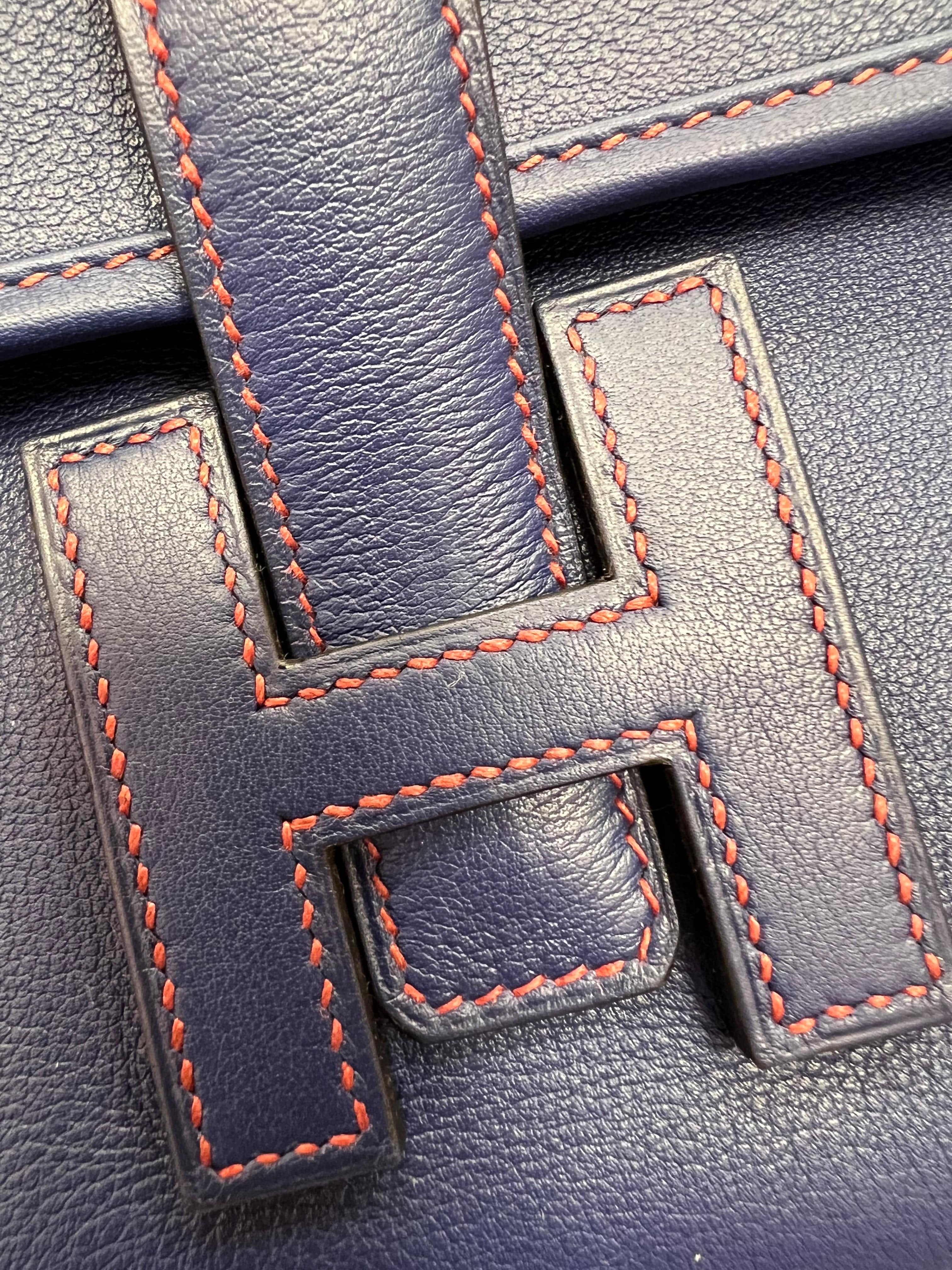 Hermès Hermès Jige Elan HSS Blue Sapphire / Rouge Grenat Swift #A SKC1395