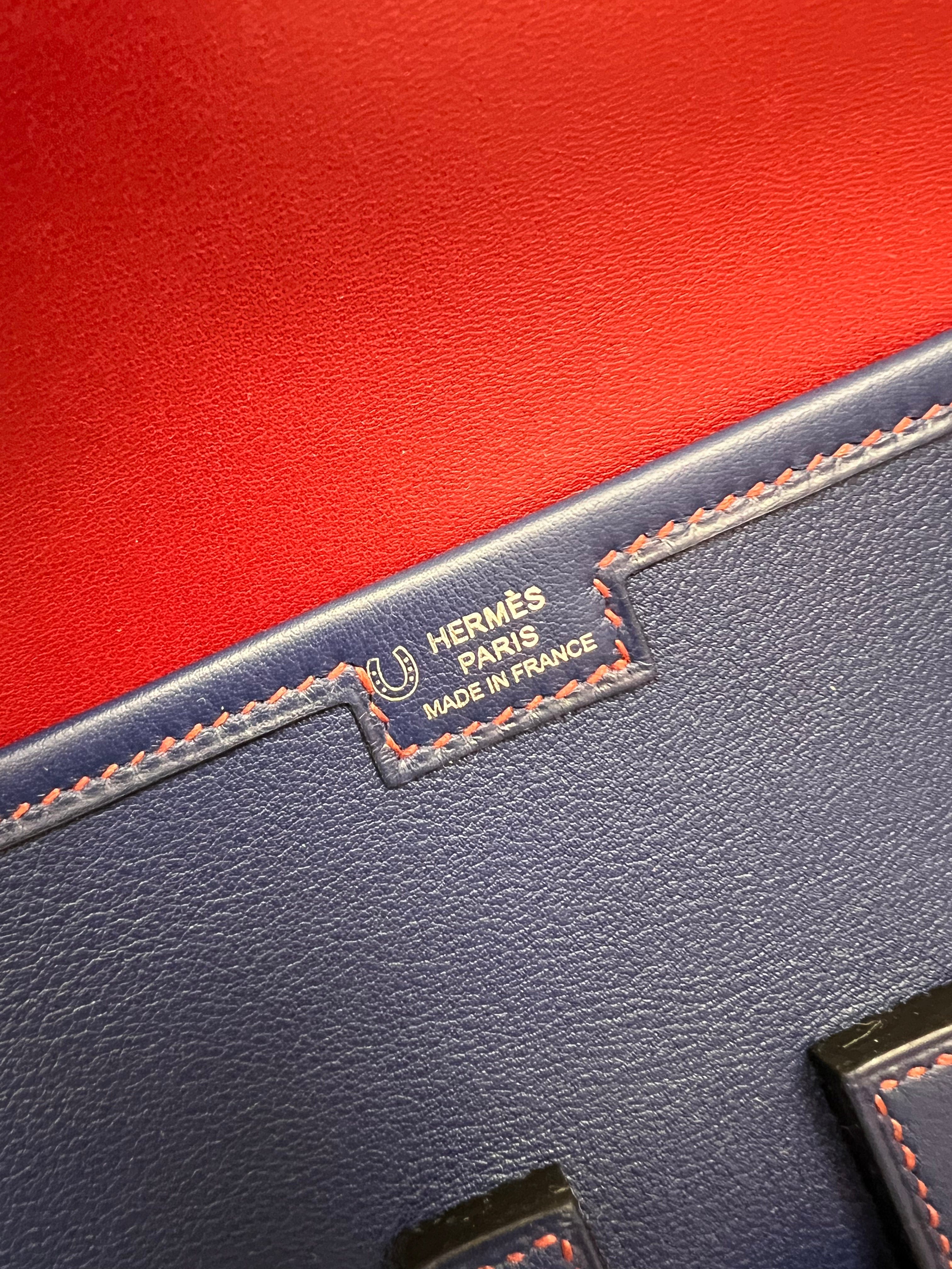 Hermès Hermès Jige Elan HSS Blue Sapphire / Rouge Grenat Swift #A SKC1395