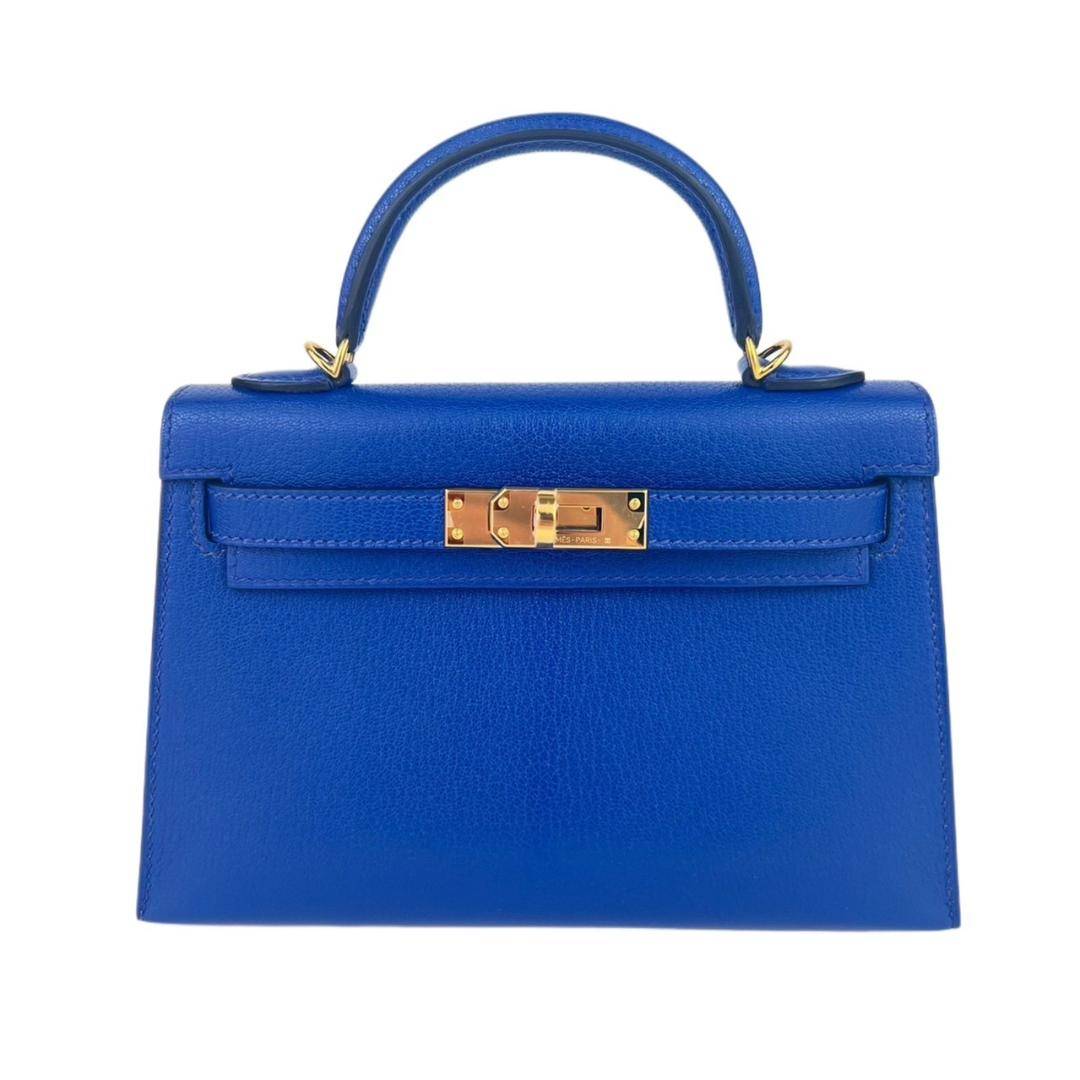 Hermès Hermes Kelly 20 Blue Royal Chevre GHW #B SKCB-095945