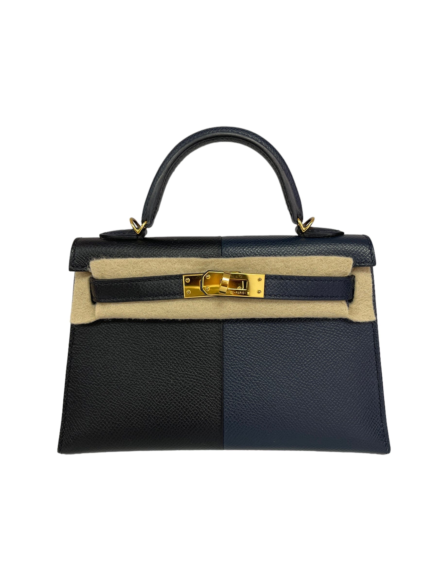 Hermès Hermes Kelly 20 Casaque Blue Indigo / Black / Rouge Grenat Epsom GHW #Z SKC1571