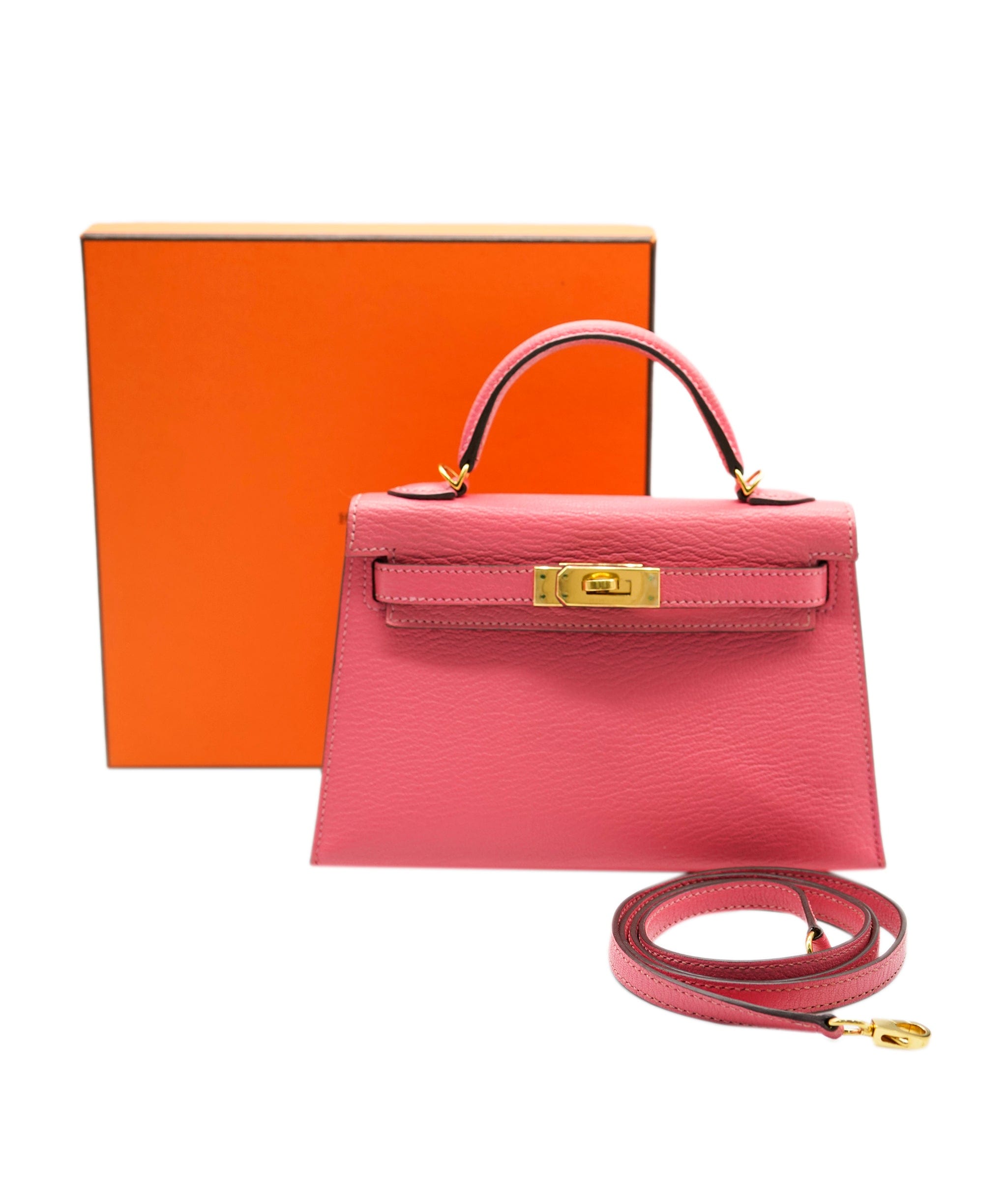 Hermès Hermes Kelly 20 Rose Lipstick Chevre GHW #A SKC1526