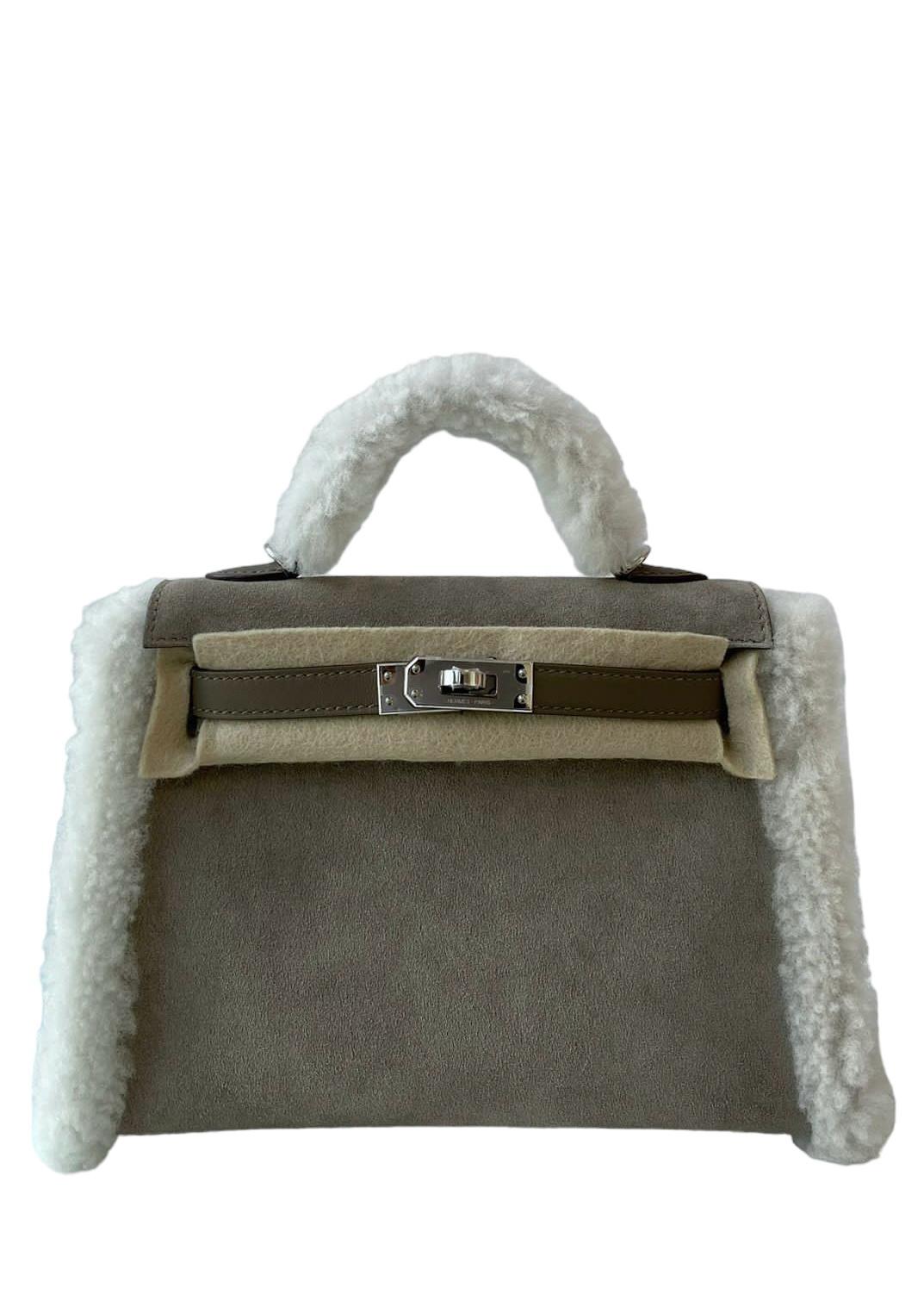 Hermès Hermes Kelly 20 Teddy Gris Caillou PHW #B SKCB-080066