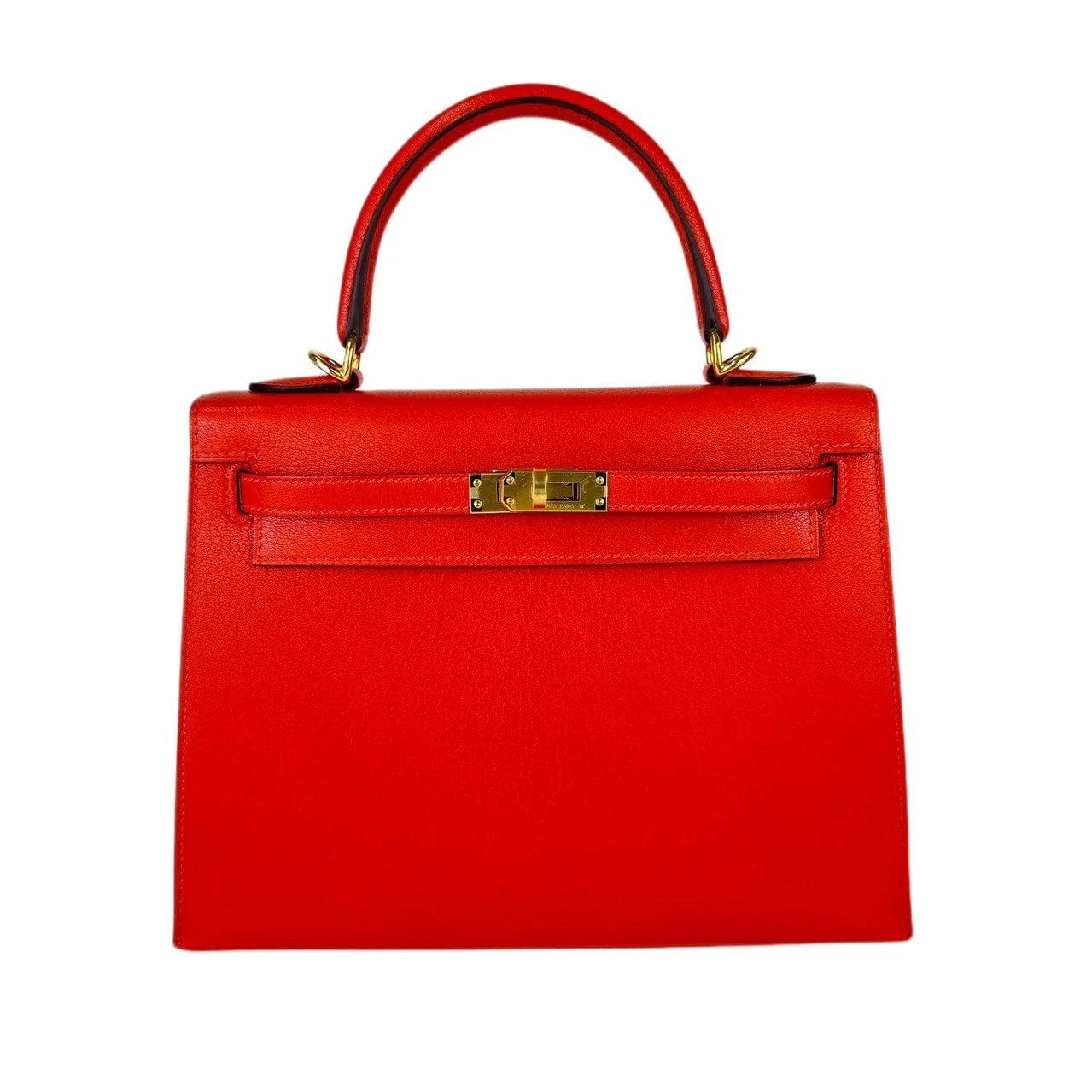 Hermès **Hermes Kelly 25 Sellier Capucine Chevre GHW #B SKCB-107867