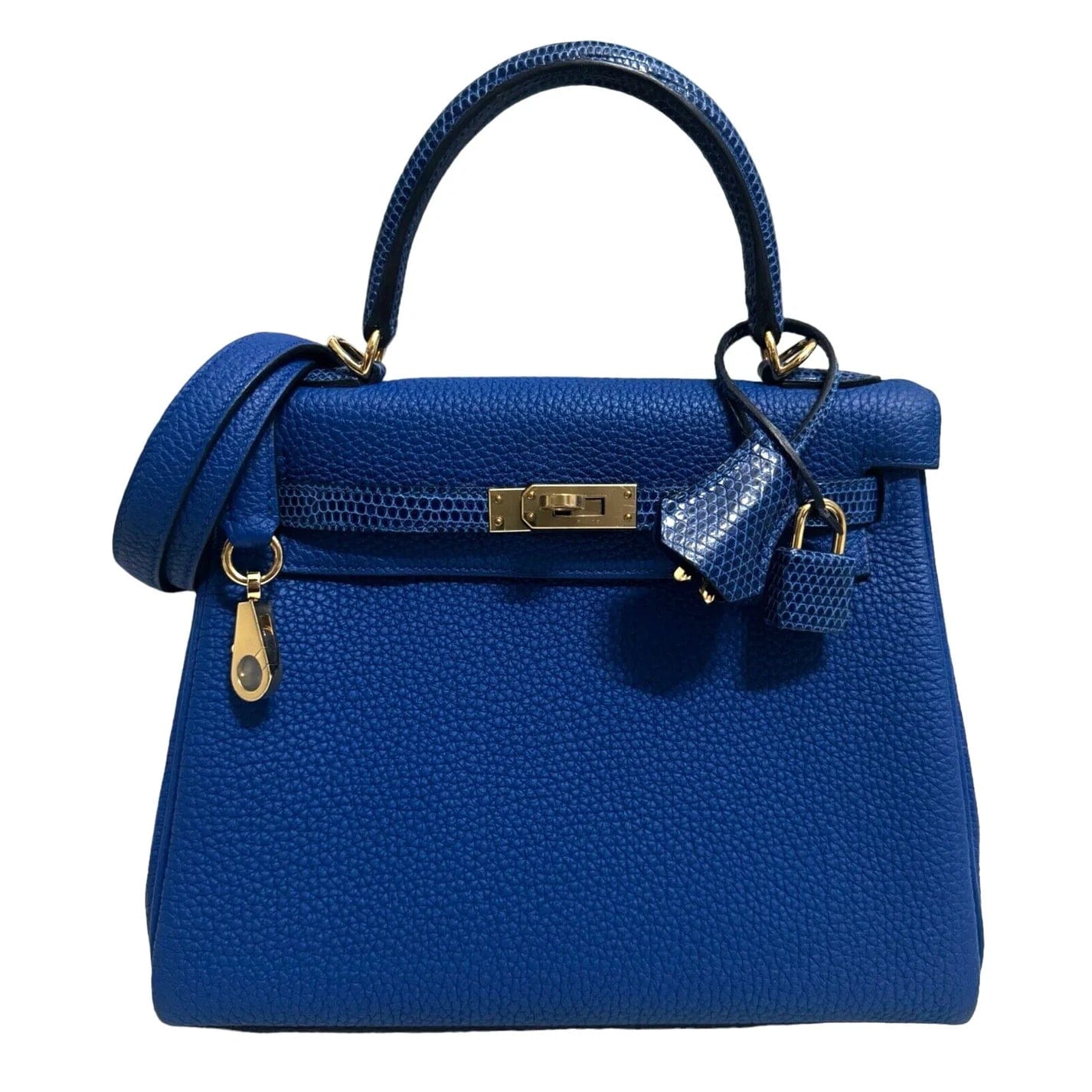 Hermès **Hermes Kelly 25 Touch Blue France / Blue Sapphire Togo / Lizard PHW #U SKCB-138402