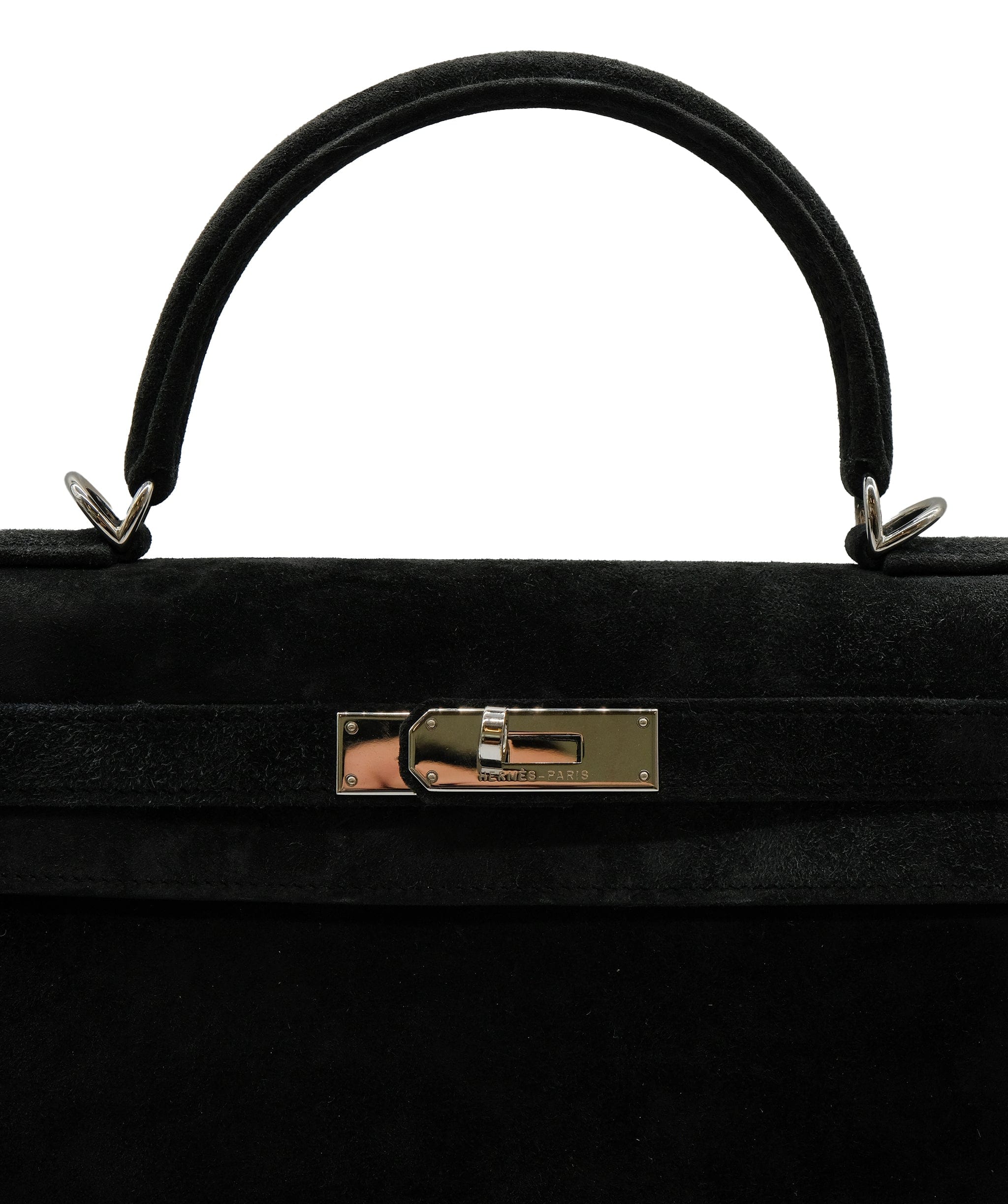 Hermès HERMES KELLY 28 BLACK SUEDE □M DXBS0129