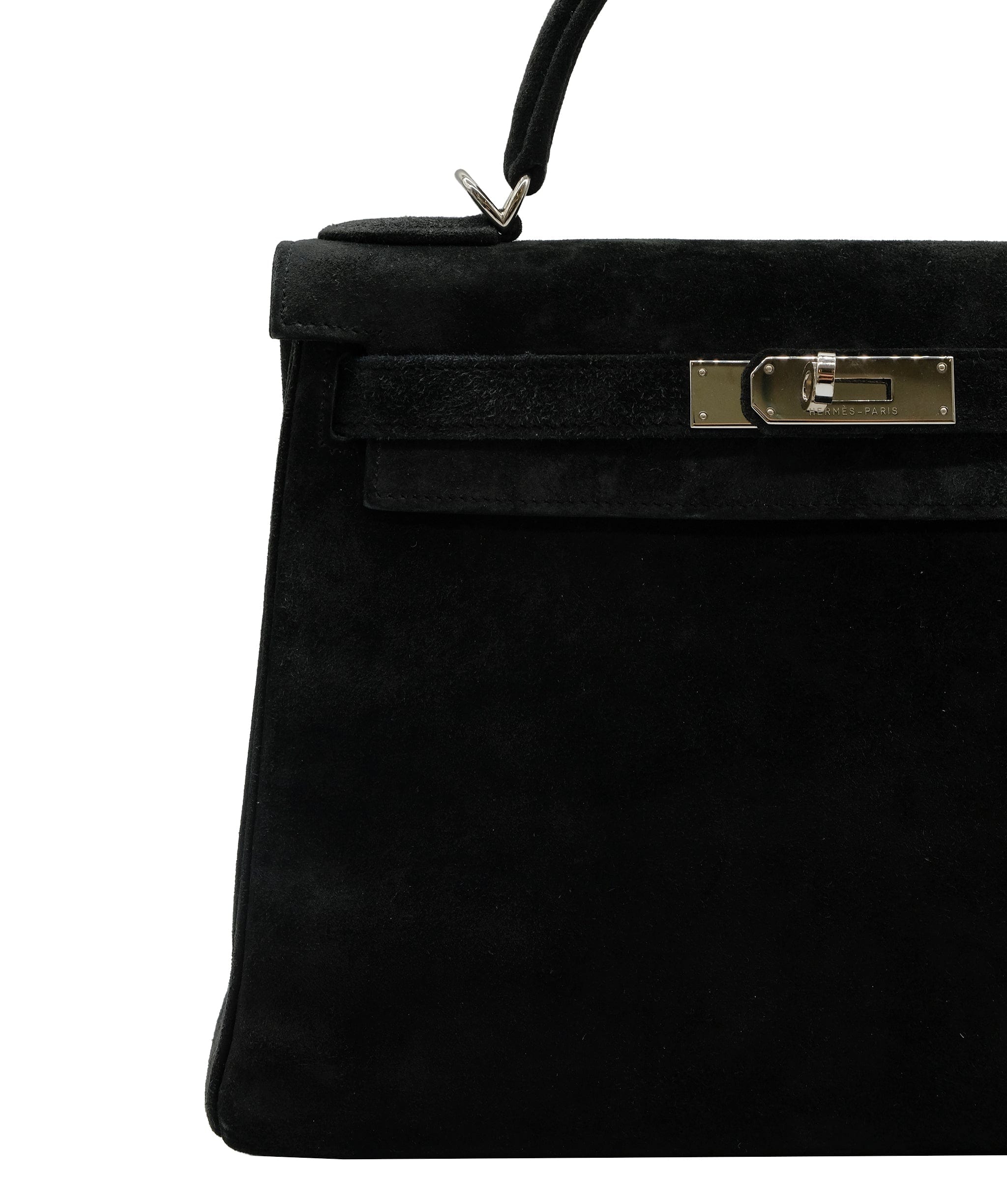 Hermès HERMES KELLY 28 BLACK SUEDE □M DXBS0129