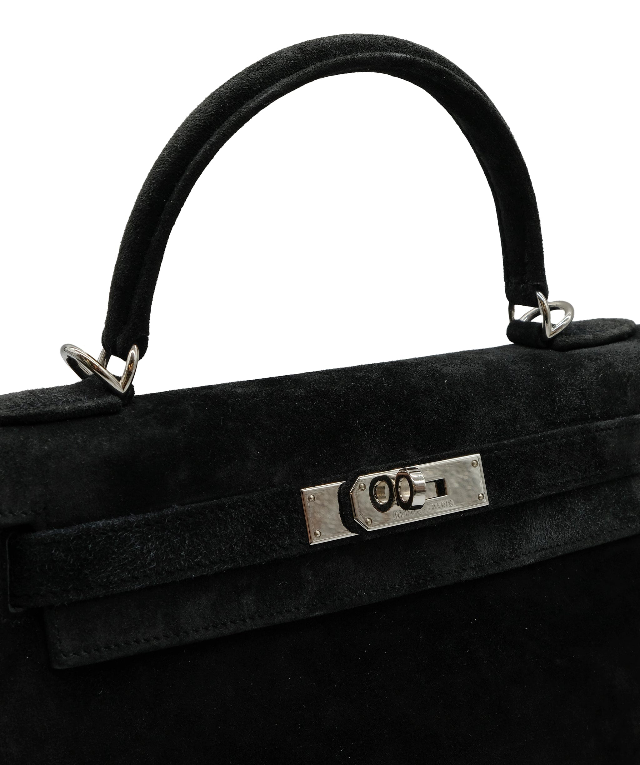 Hermès HERMES KELLY 28 BLACK SUEDE □M DXBS0129