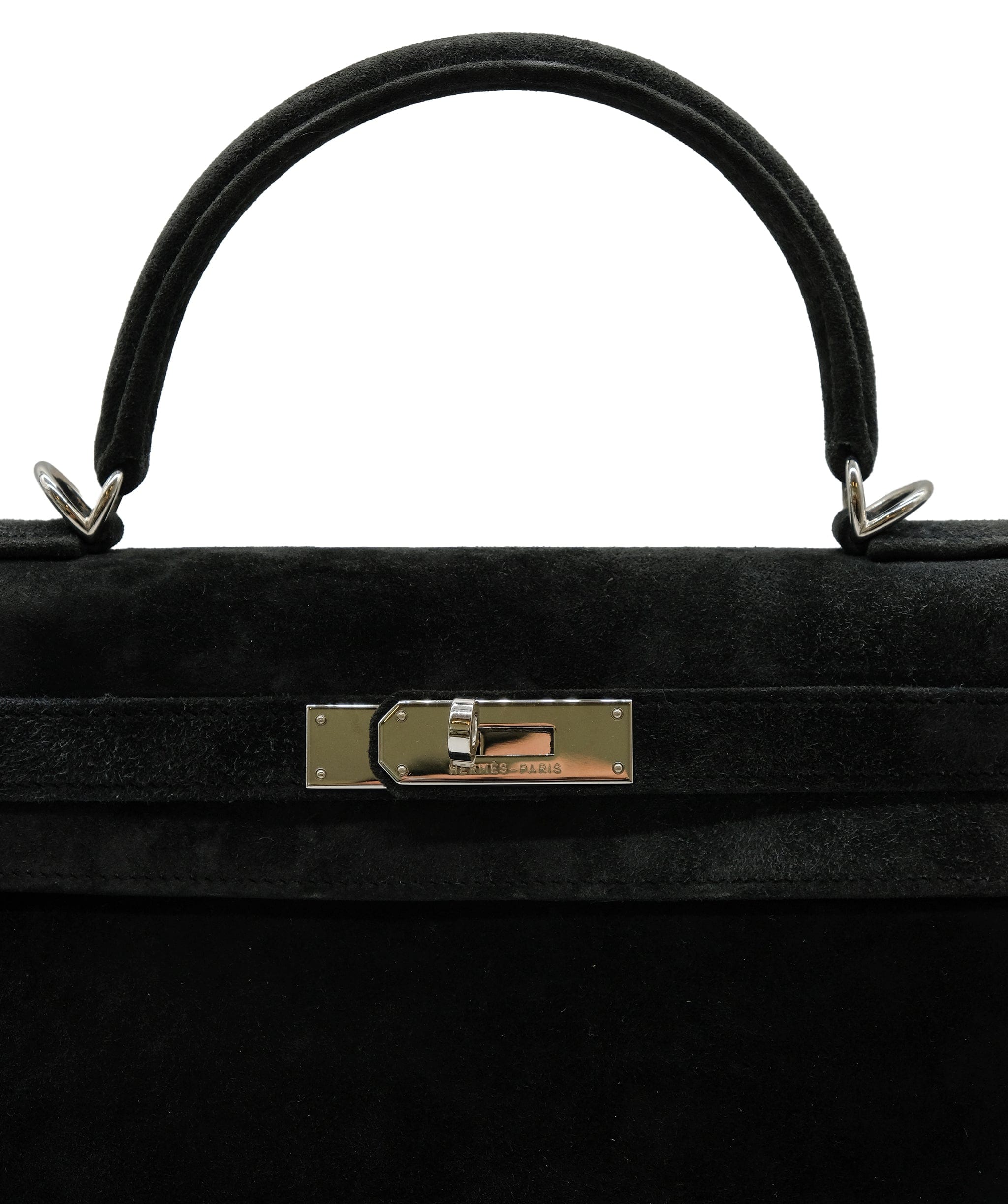 Hermès HERMES KELLY 28 BLACK SUEDE □M DXBS0129