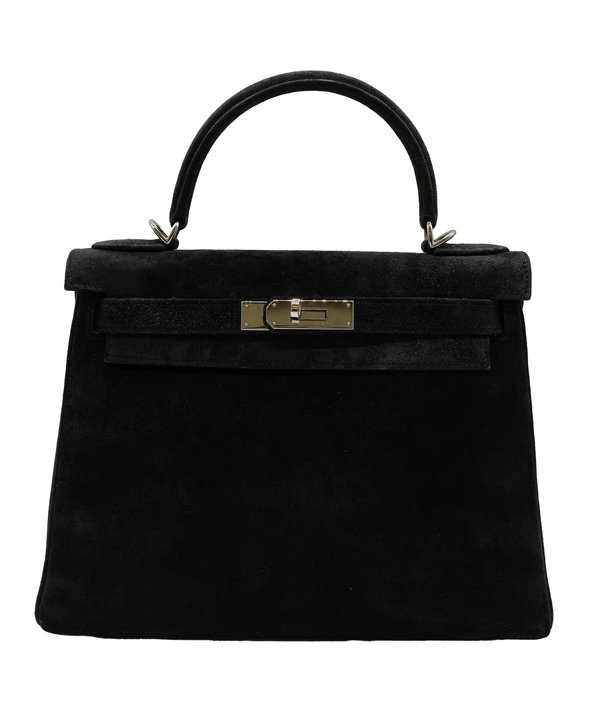 Hermès HERMES KELLY 28 BLACK SUEDE □M DXBS0129