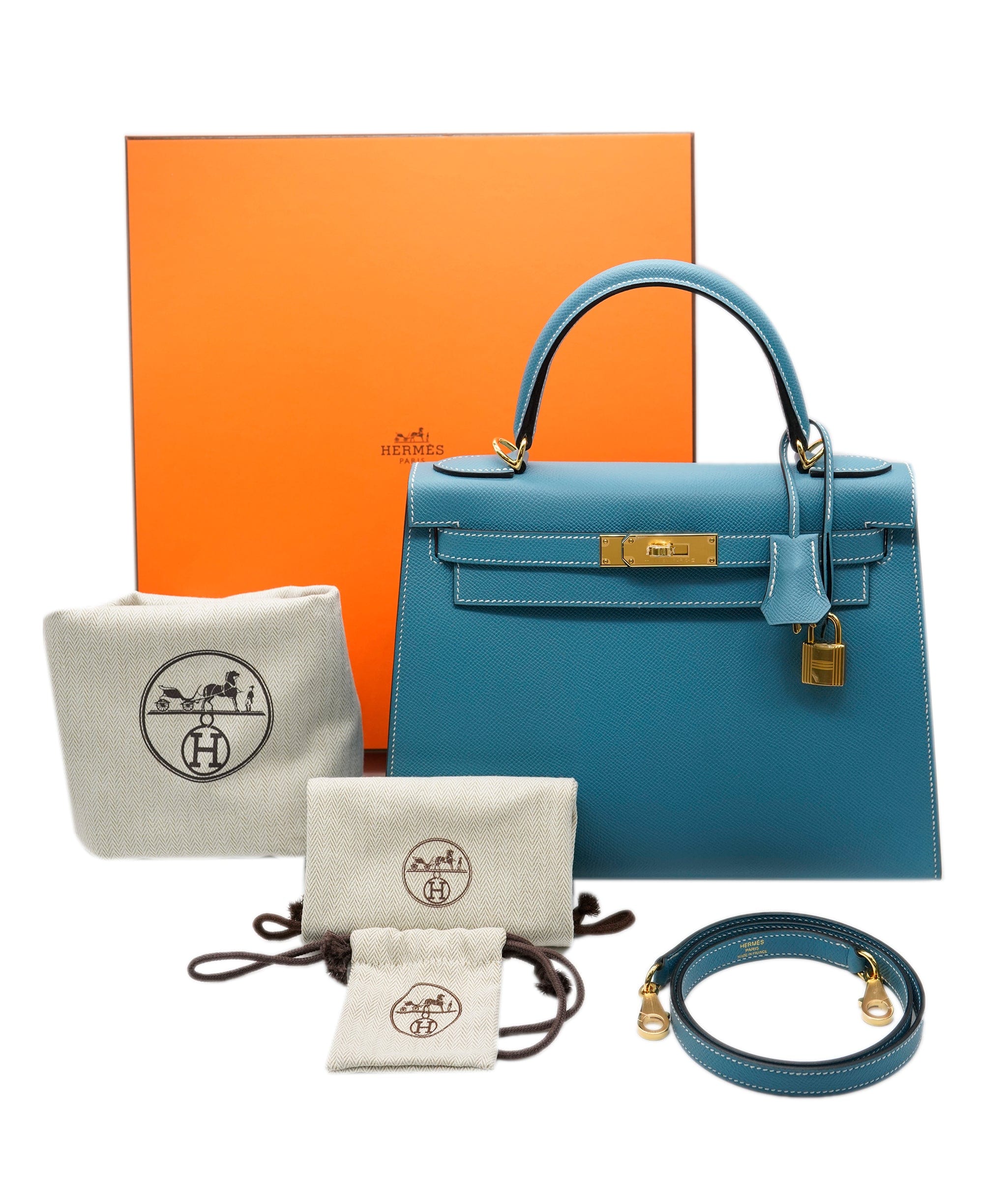 Hermès Hermes Kelly 28 Blue Jeans  ALL0612