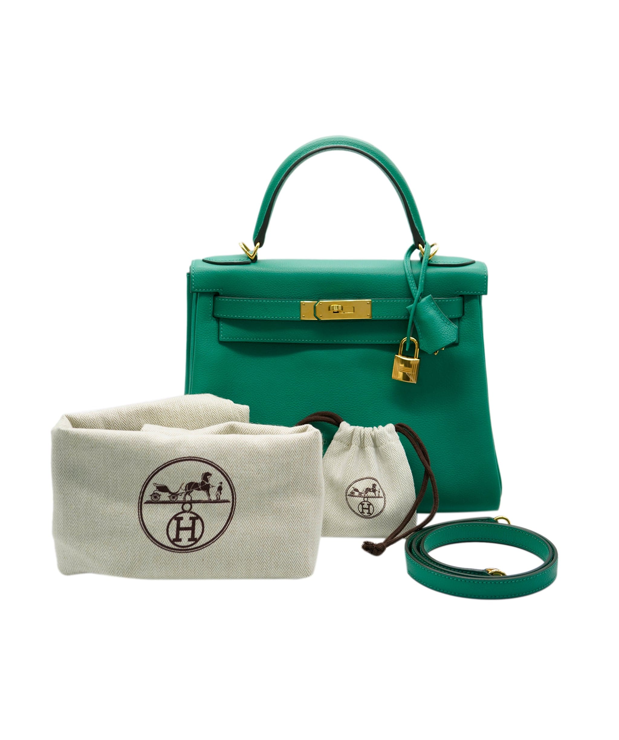 Hermès Hermes kelly 28 evercolor vert catus GHW ASL8433