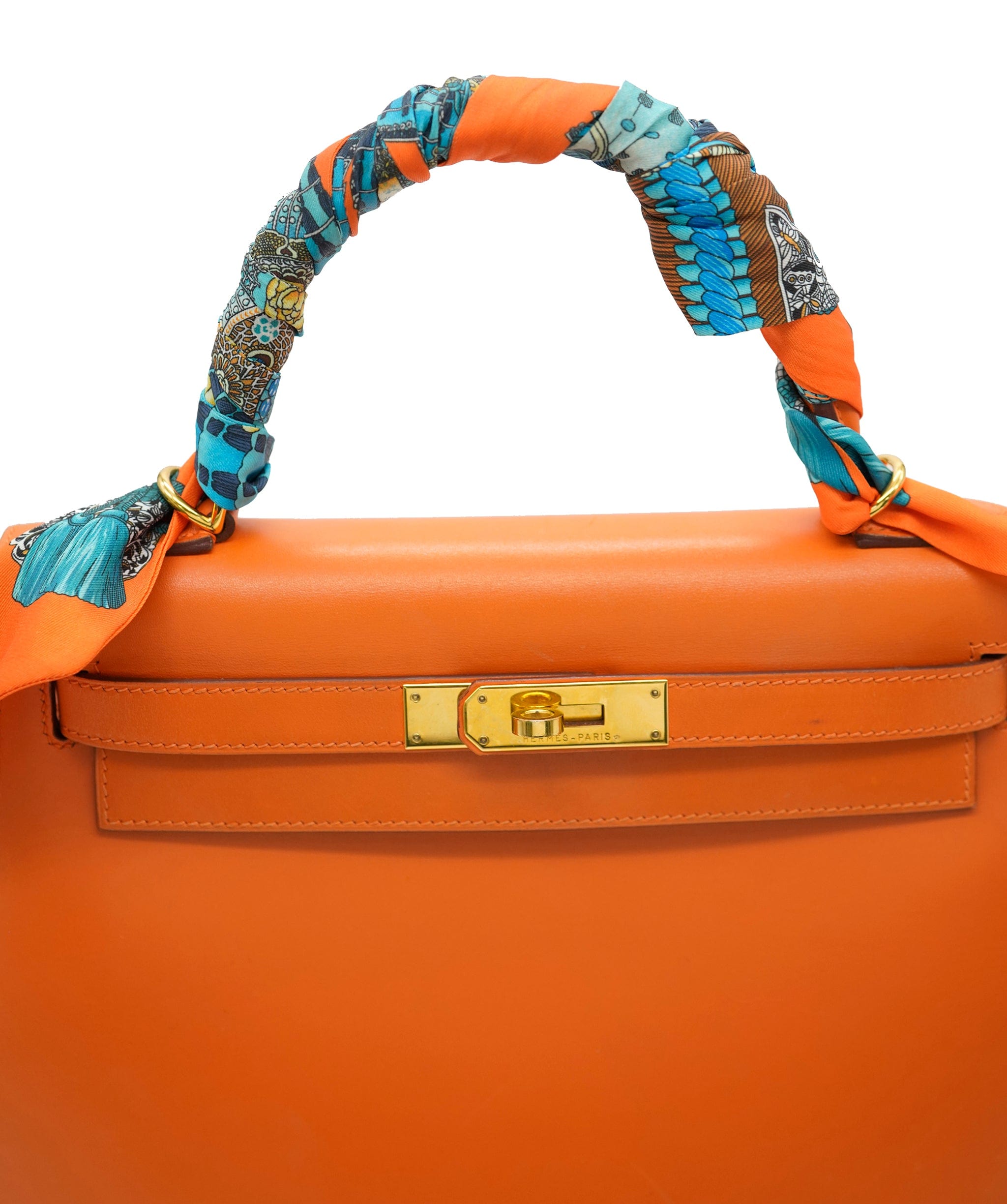 Hermès Hermes Kelly 28 Orange Box Leather With GHW *From Samia's Closet* ALC1741