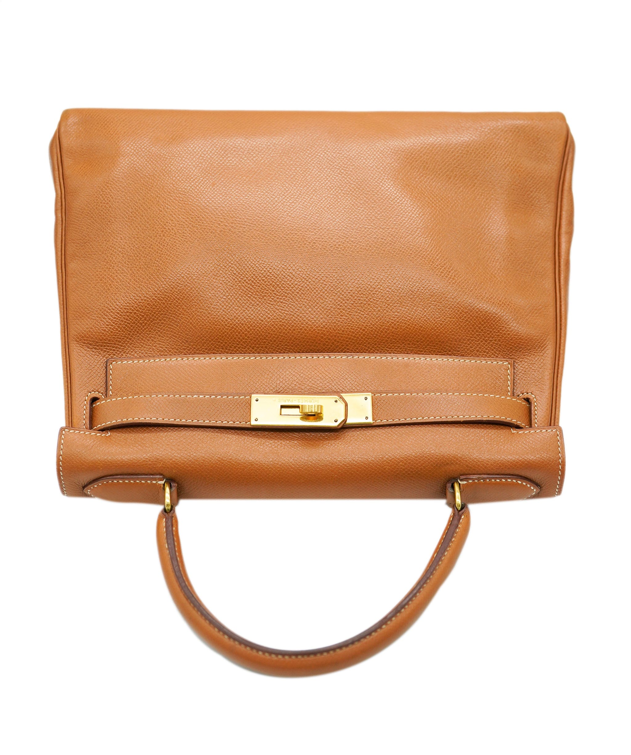 Hermès HERMES KELLY 28 RETOURNE GOLD COUCHEVEL HAND SHOULDER BAG 〇U 90243549 DBXS0652