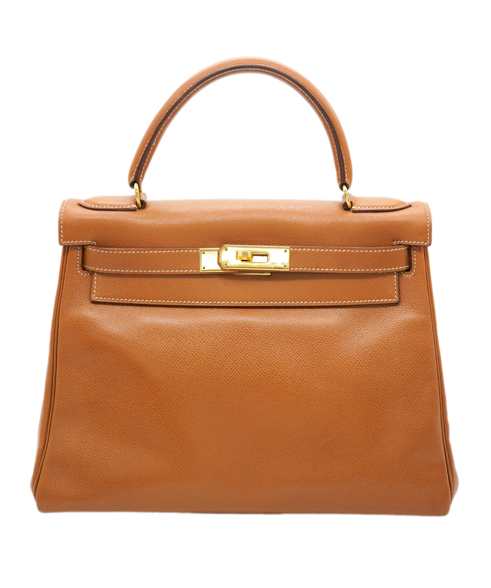 Hermès HERMES KELLY 28 RETOURNE GOLD COUCHEVEL HAND SHOULDER BAG 〇U 90243549 DBXS0652