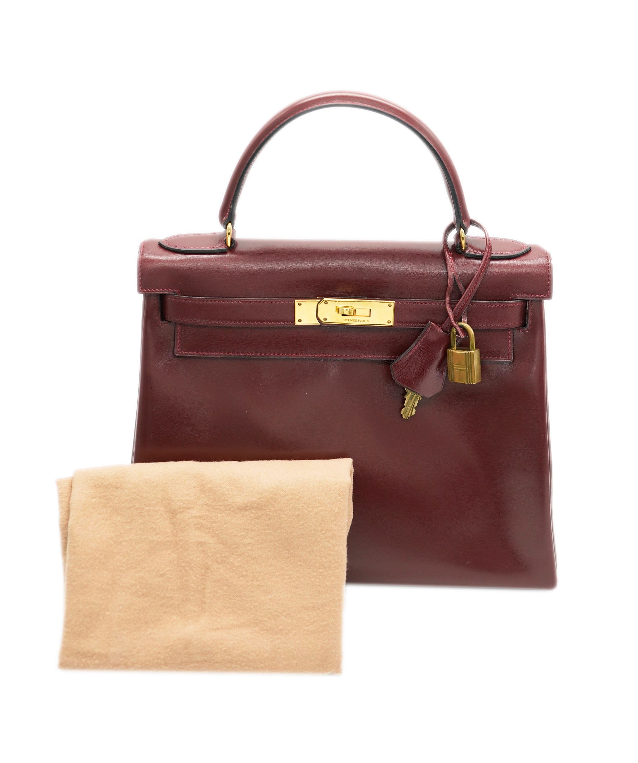 Hermès HERMES KELLY 28 RETOURNE ROUGE H BOXCALF HAND SHOULDER BAG 〇S GHW DBXS0020